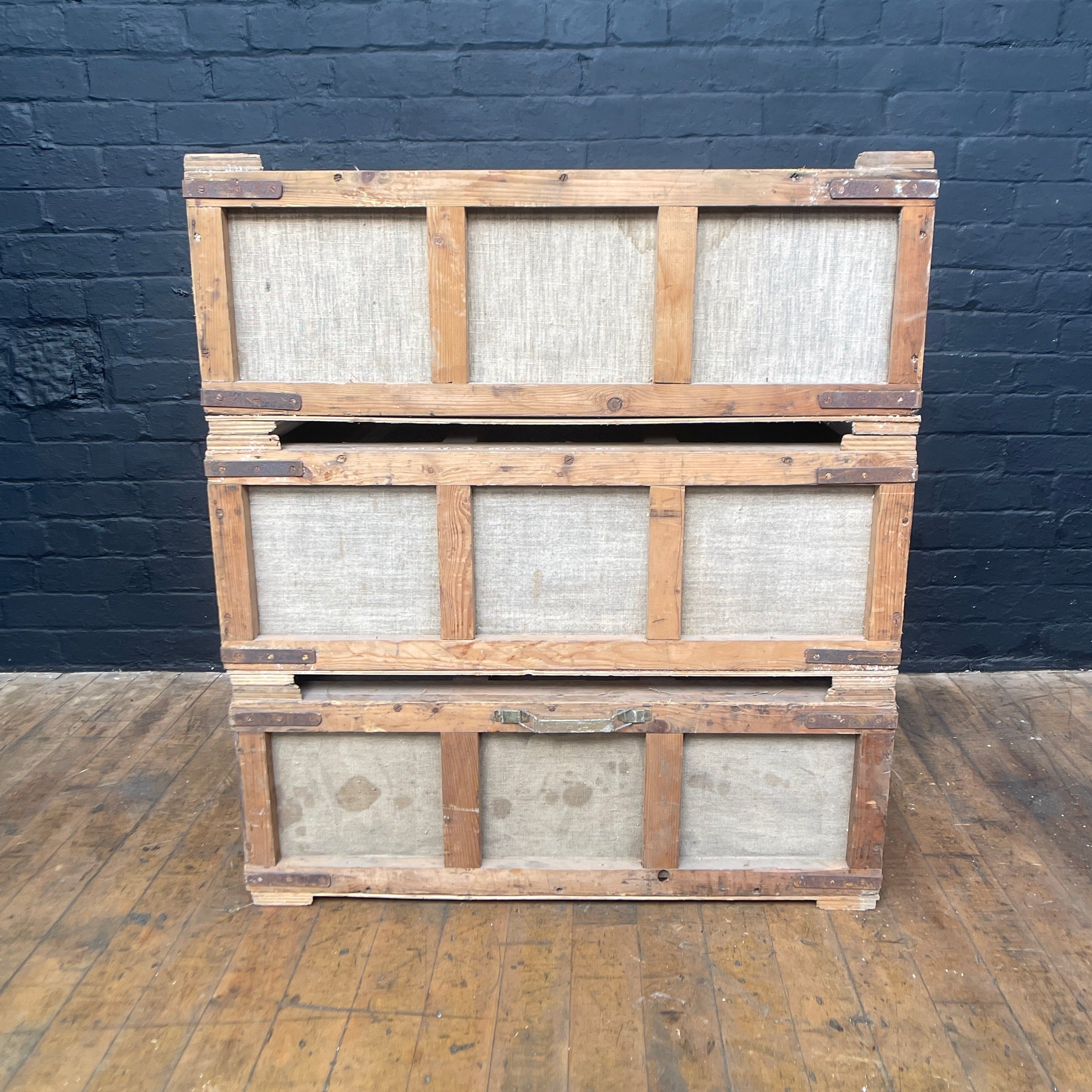 Canvas & wooden boxes wood box container Industrial powerhouse props prop rental hire vintage movie film set dec