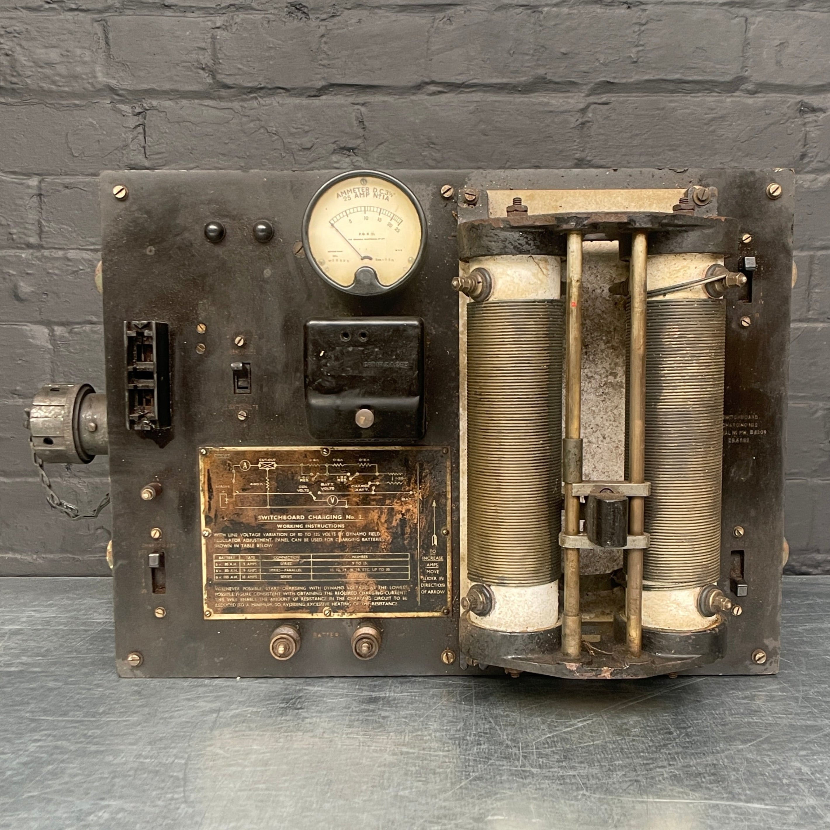 Industrial powerhouse props prop rental hire vintage movie film set dec charging switchboard switchgear electrical
