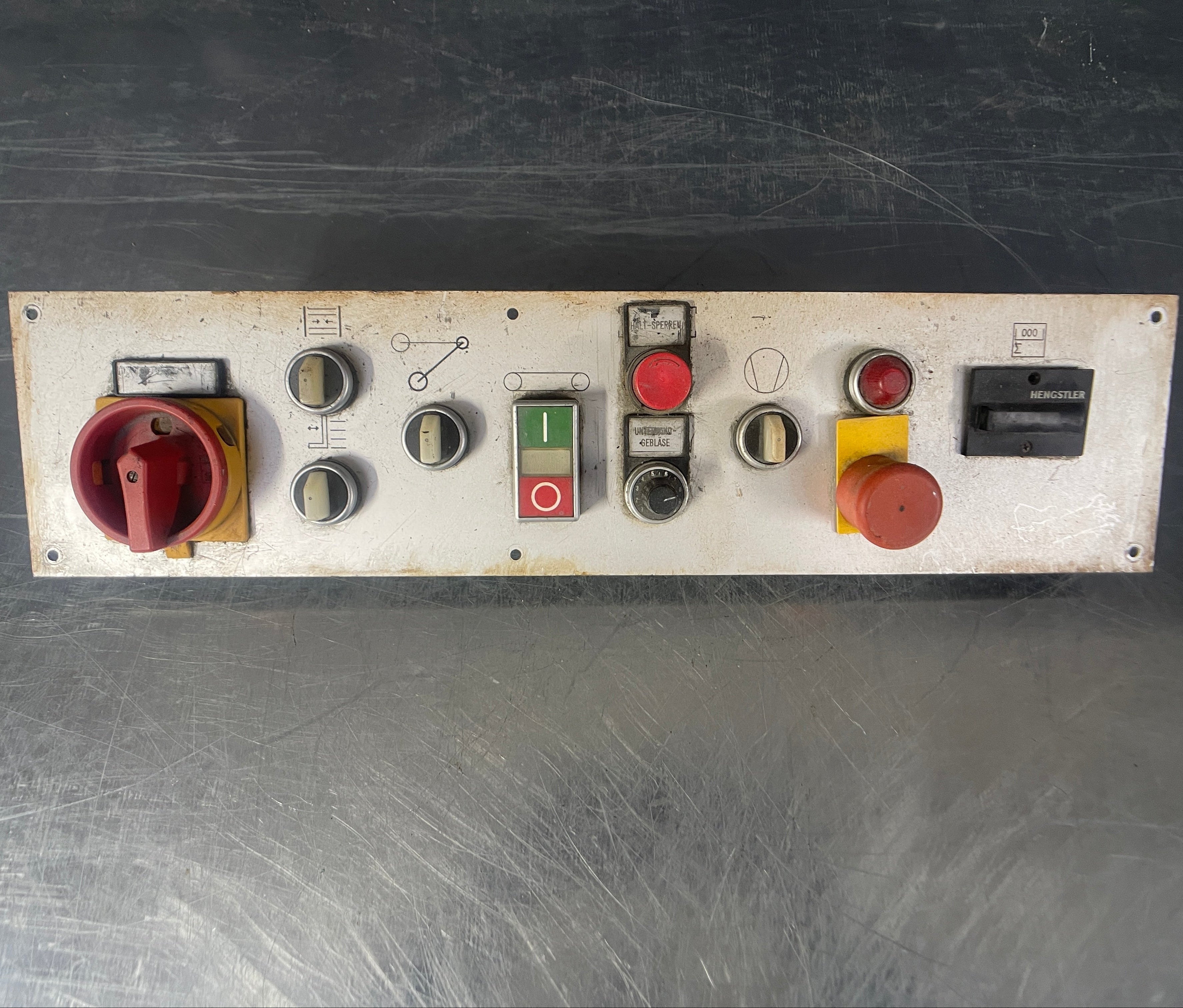 Industrial powerhouse props prop rental hire vintage movie film set dec control button multi panel