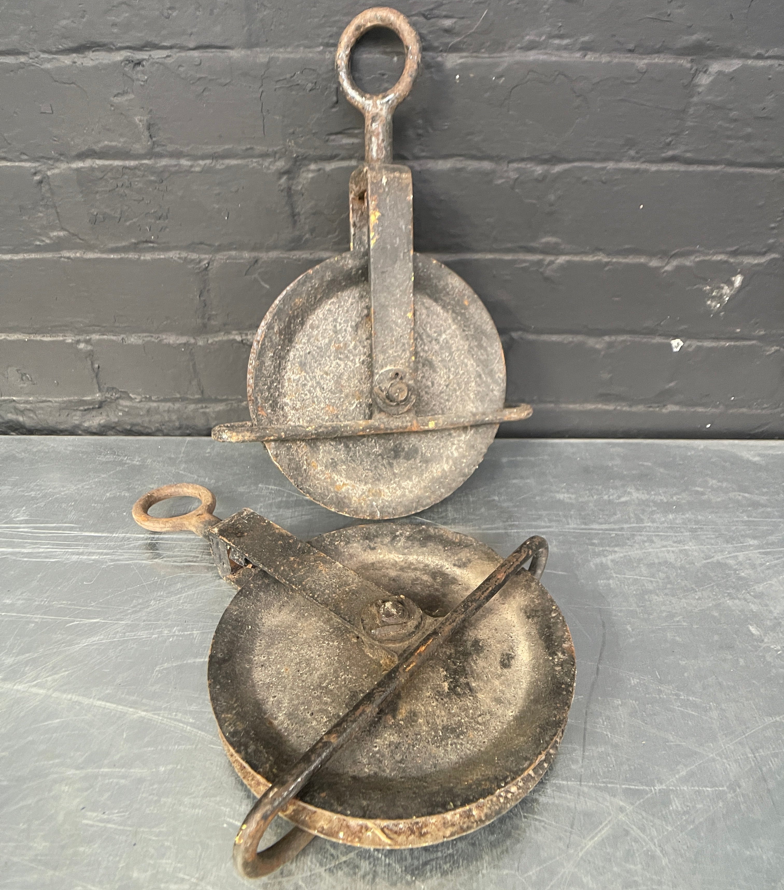 Industrial powerhouse props prop rental hire vintage movie film set dec large pulley wheel grey