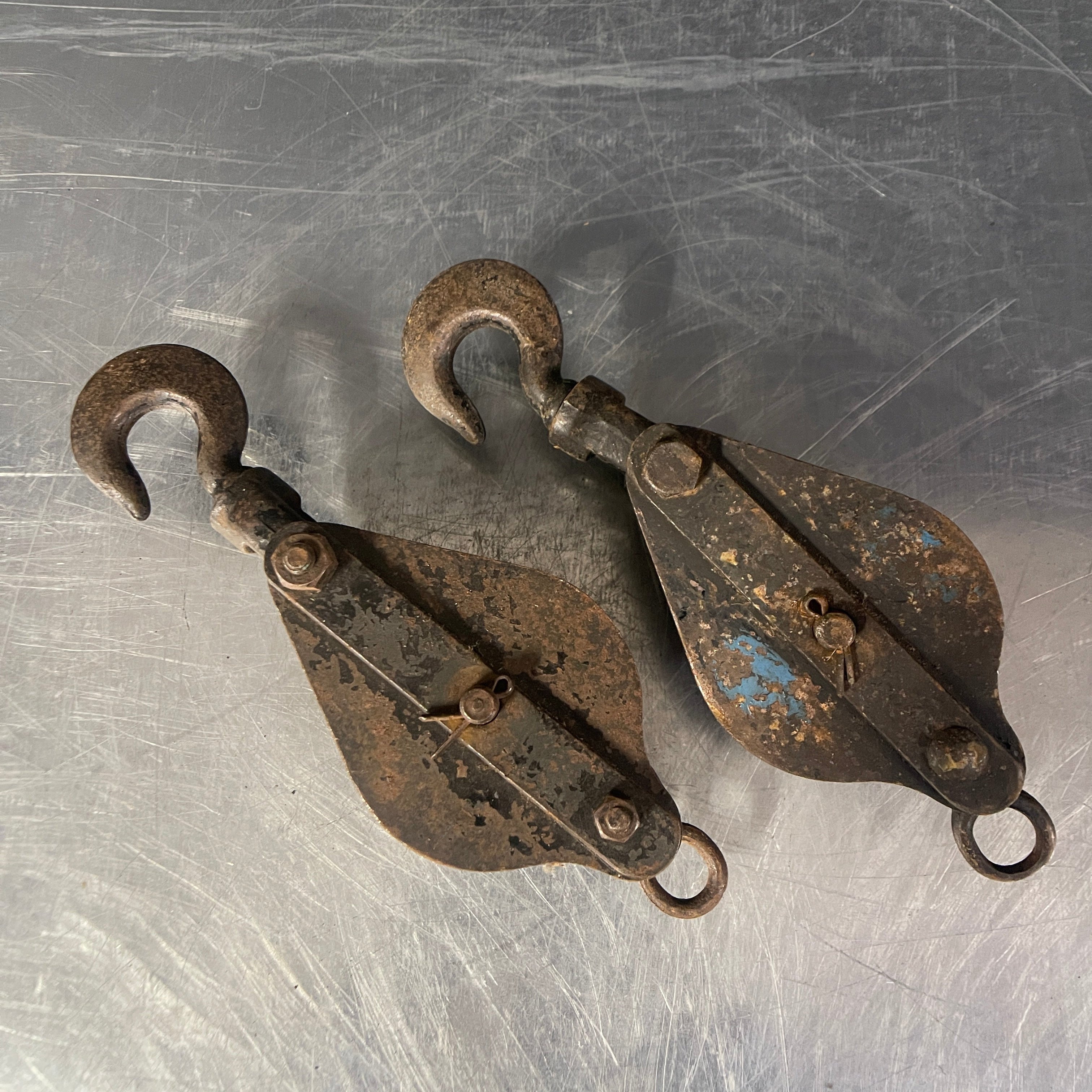 Industrial powerhouse props prop rental hire vintage movie film set dec rusty pulley hook