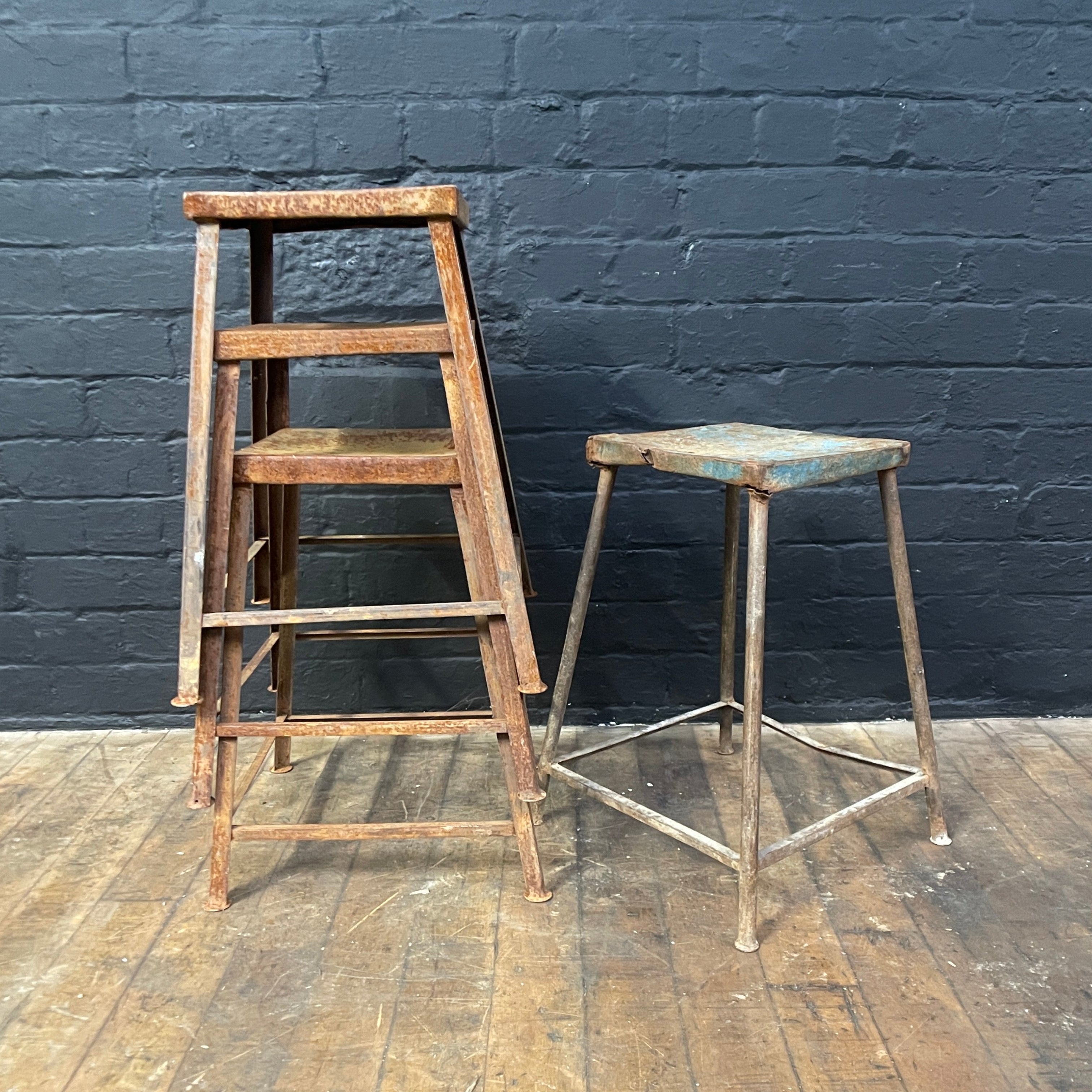 Industrial powerhouse props prop rental hire vintage movie film set dec rusty stacking stools