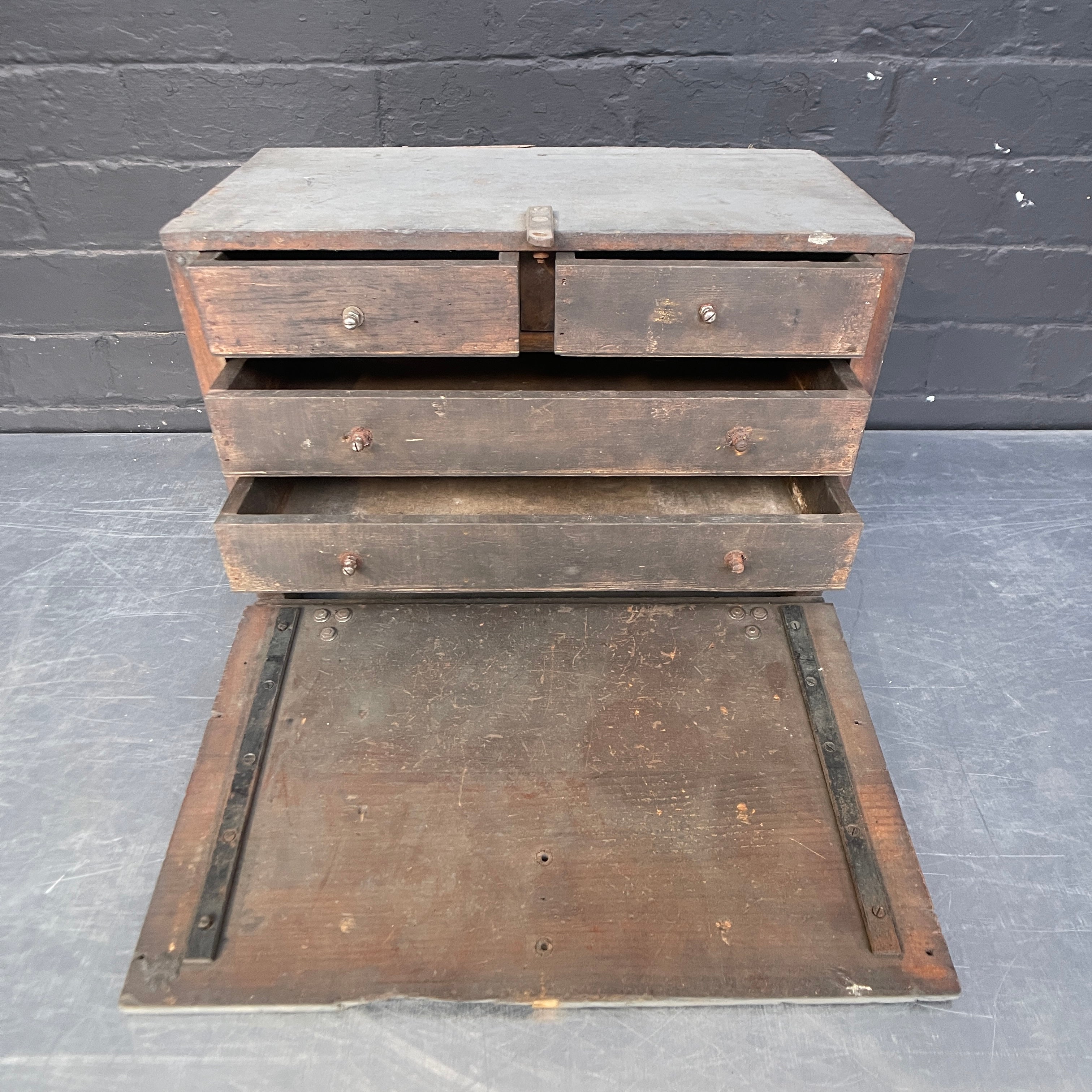 Industrial powerhouse props prop rental hire vintage movie film set dec wooden engineers tool drawers cabinet