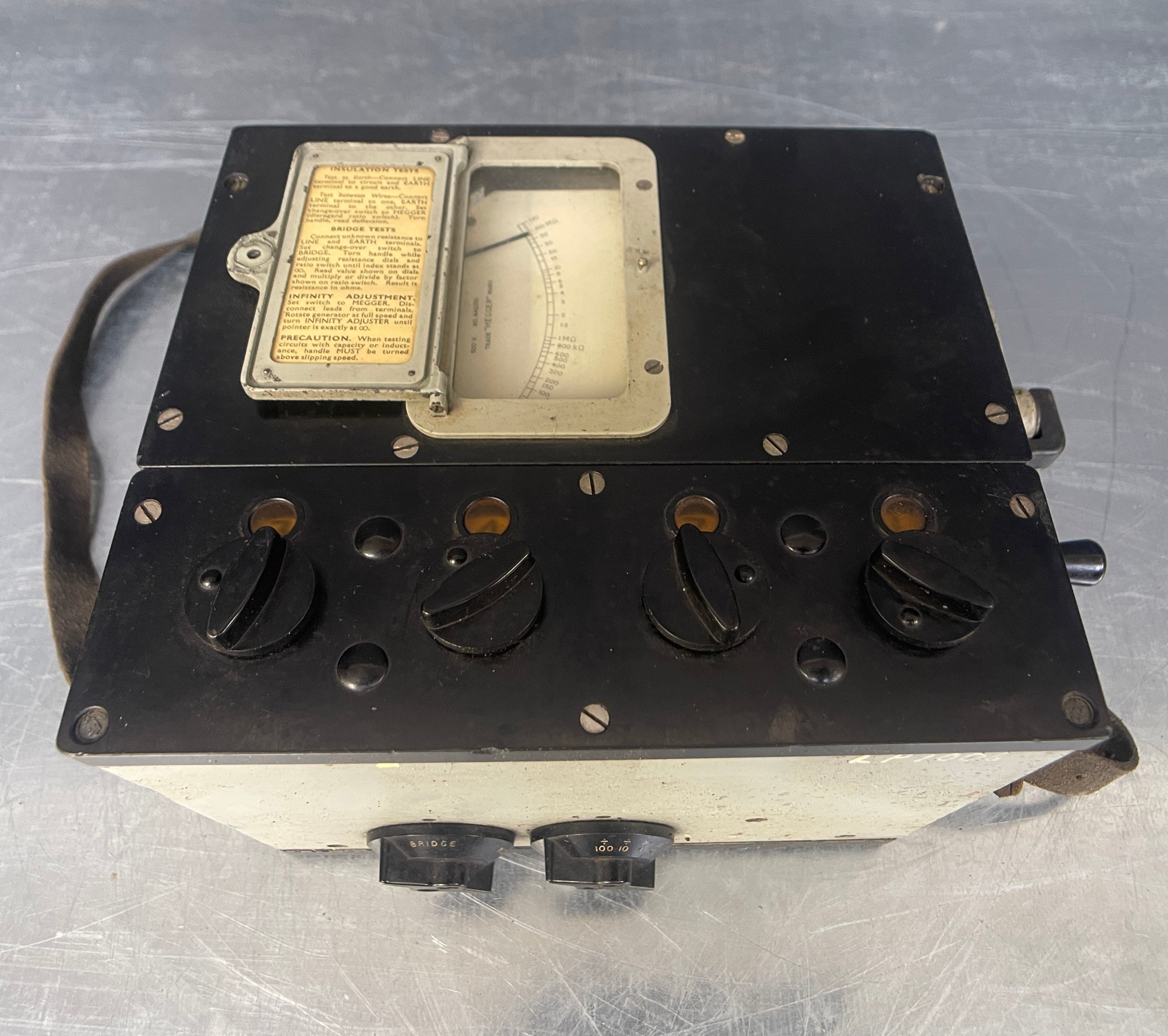 Industrial powerhouse props prop rental hire vintage tv movie film set dec Megger tester