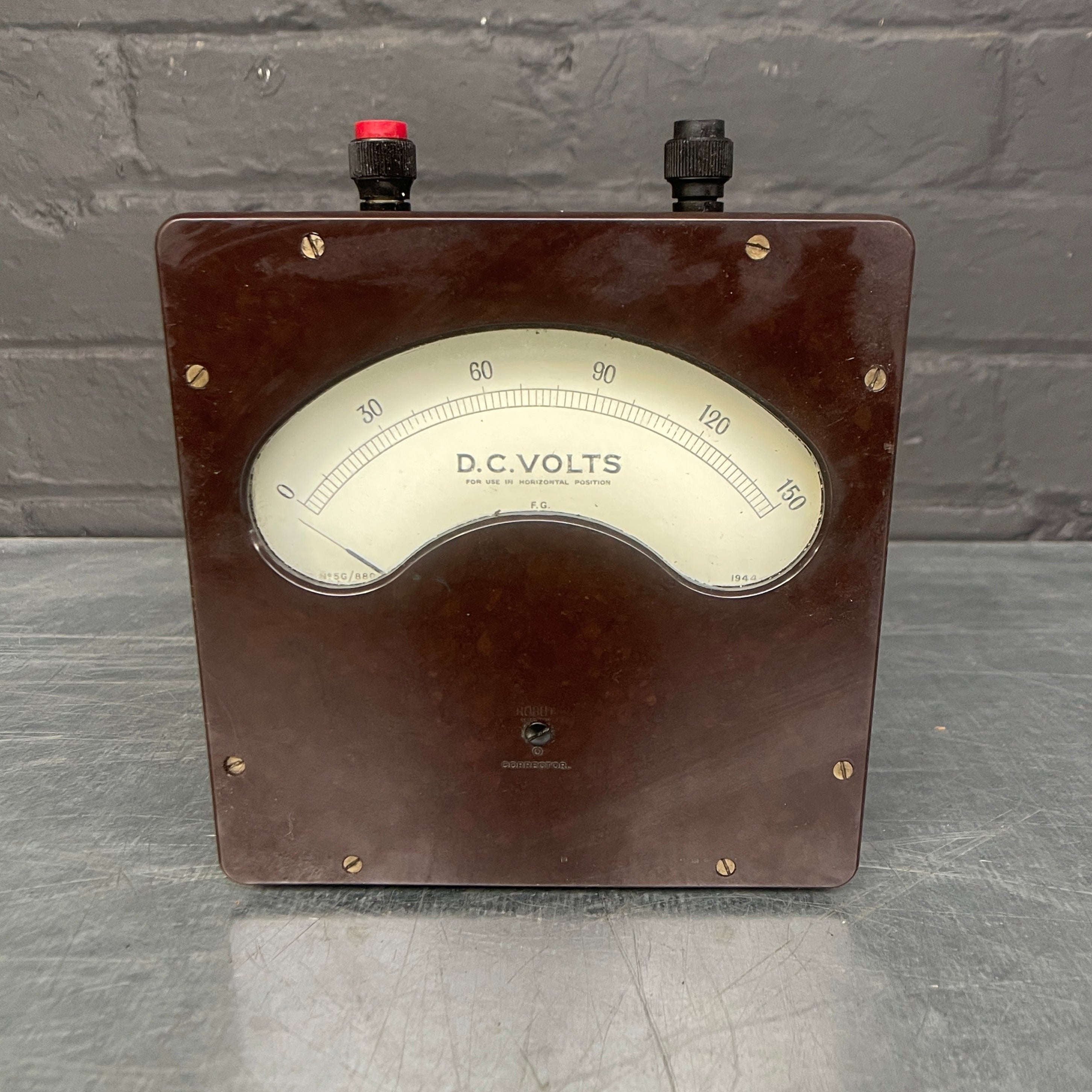 MOD volt meter tester electrical brown Industrial powerhouse props prop rental hire vintage movie film set dec
