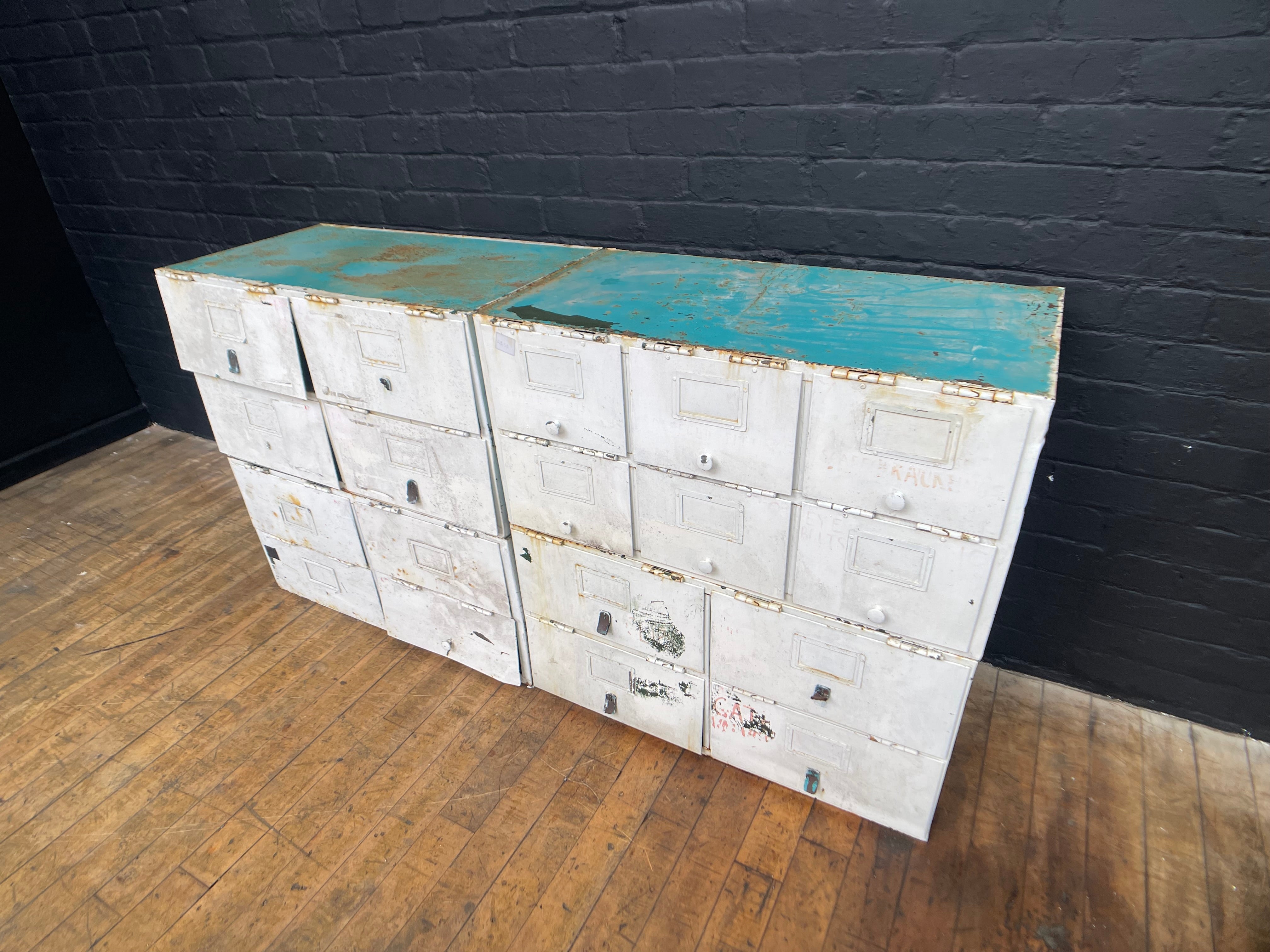 Powerhouse props vintage drawers cupboards cabinets white rental hire movie film
