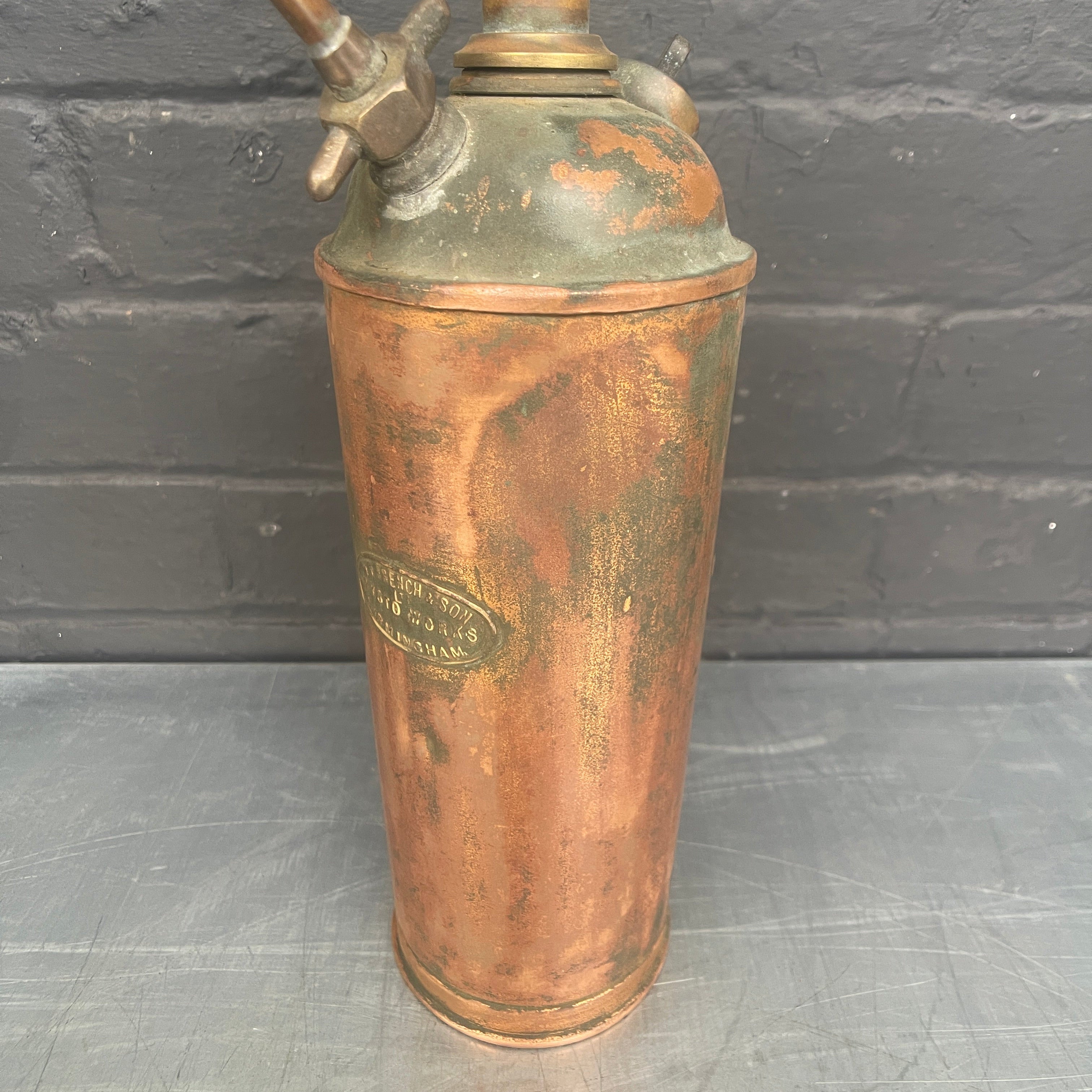 copper oil can pump Industrial powerhouse props prop rental hire vintage movie film set dec 1