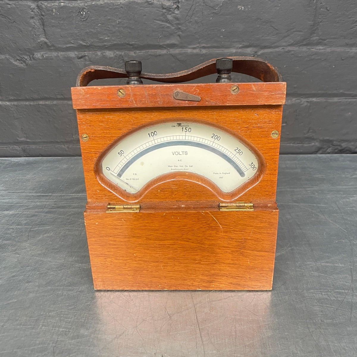 electrical volt meter equipment scientific Industrial powerhouse props prop rental hire vintage movie film set dec wood wooden