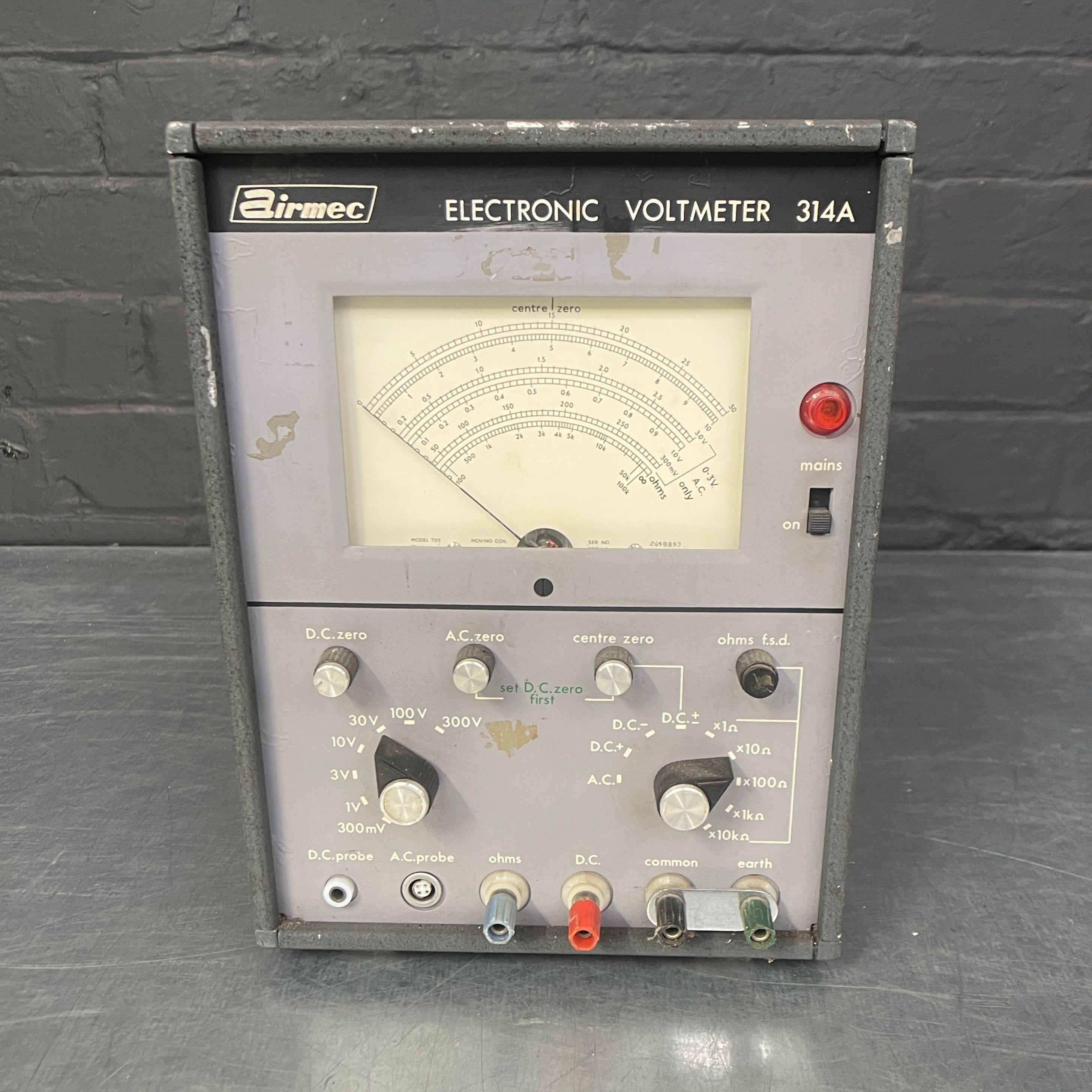 electronic voltmeter volt tester electrical Industrial powerhouse props prop rental hire vintage movie film set dec