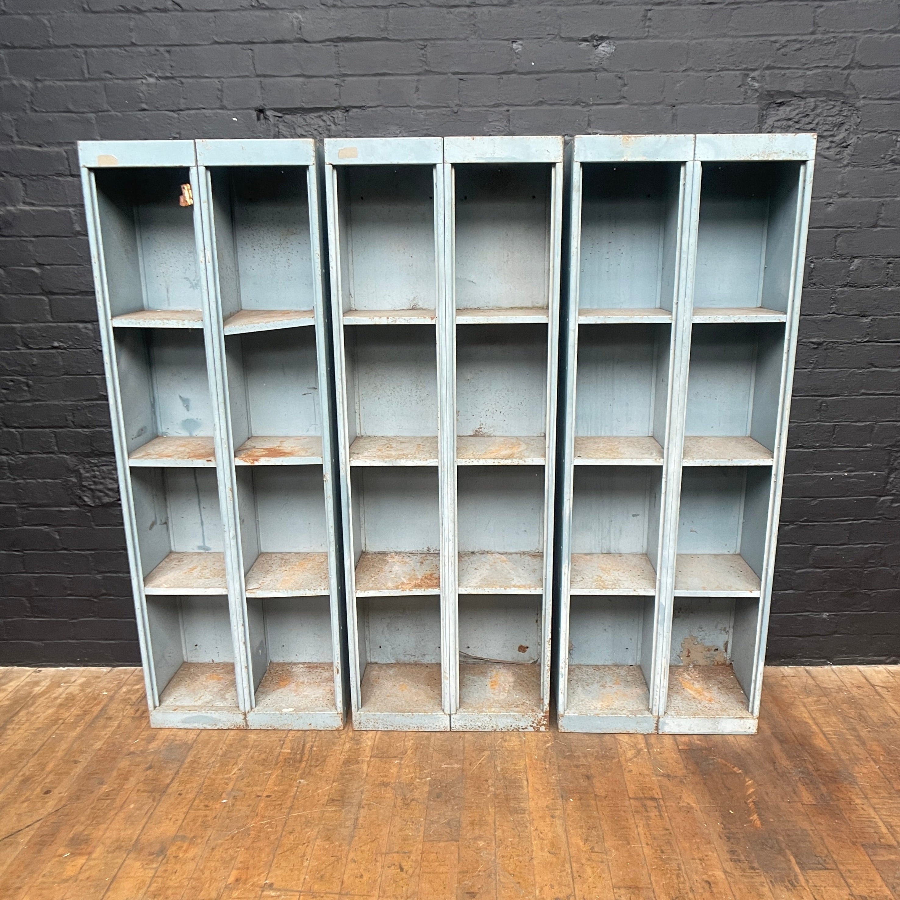 industrial pigeonholes cabinet shelves shelving storage Industrial powerhouse props prop rental hire vintage movie film set dec