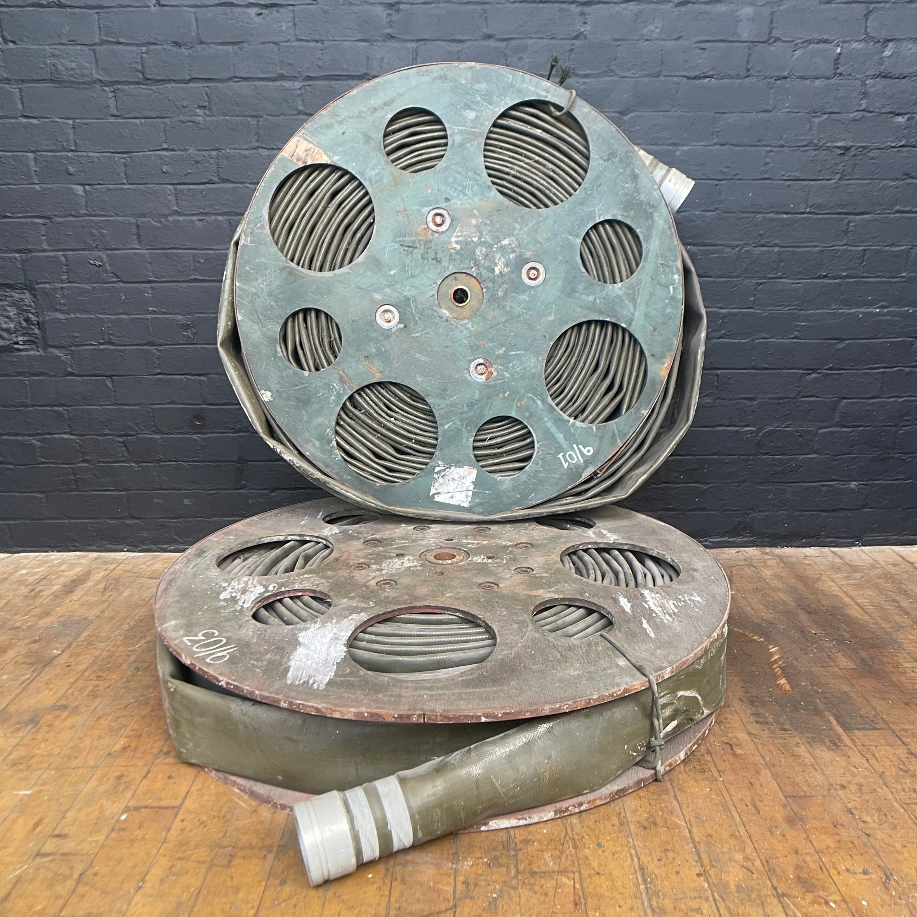 large military hose assembly reel water Industrial powerhouse props prop rental hire vintage movie film set dec