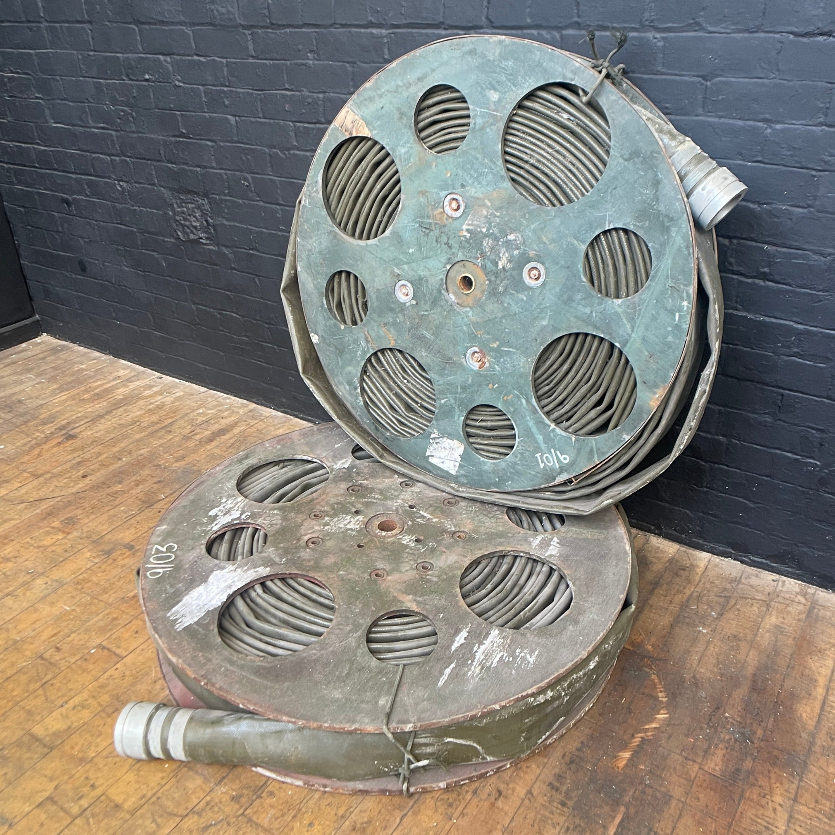 large military hose assembly reel water Industrial powerhouse props prop rental hire vintage movie film set dec 1