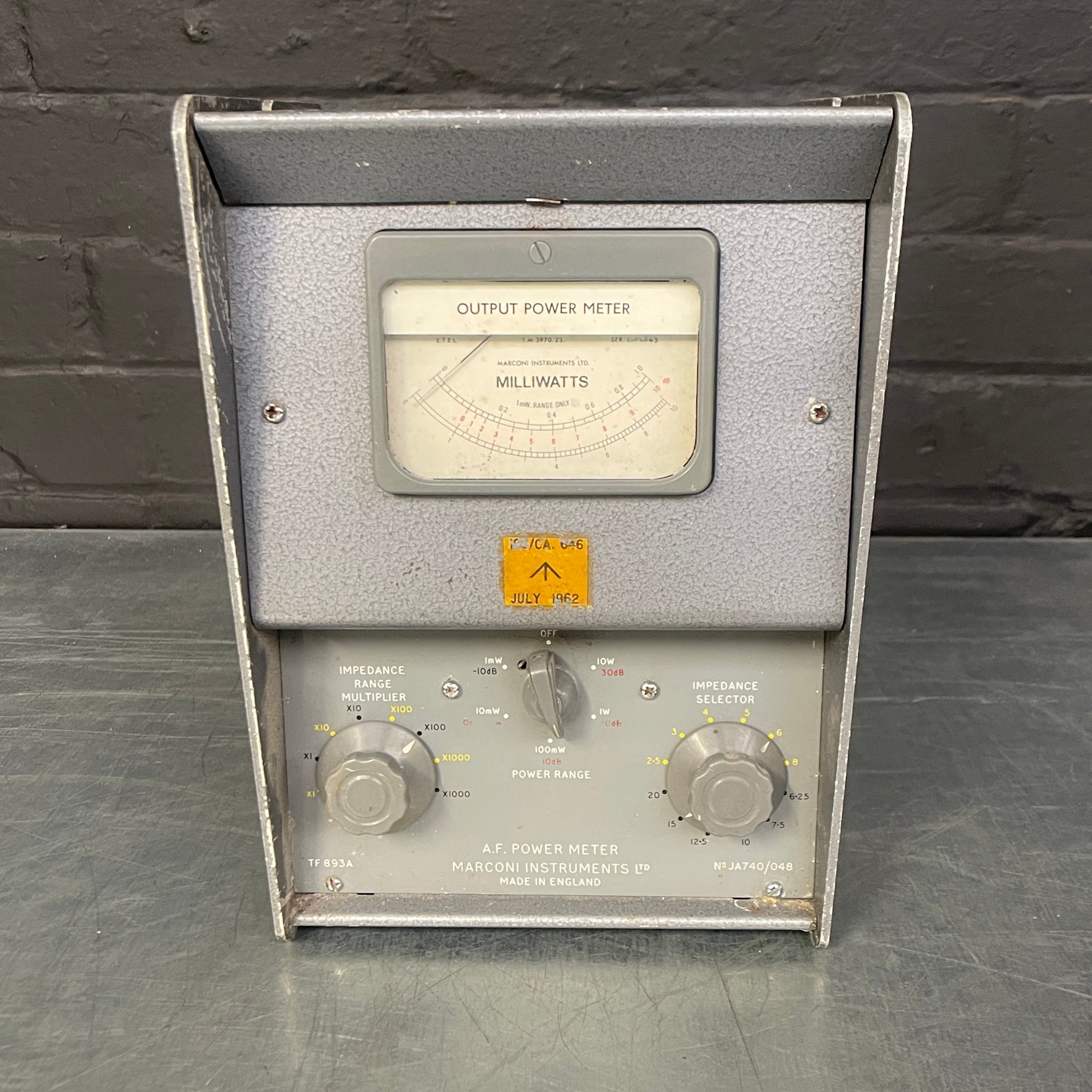 output power meter electrical tester Industrial powerhouse props prop rental hire vintage movie film set dec