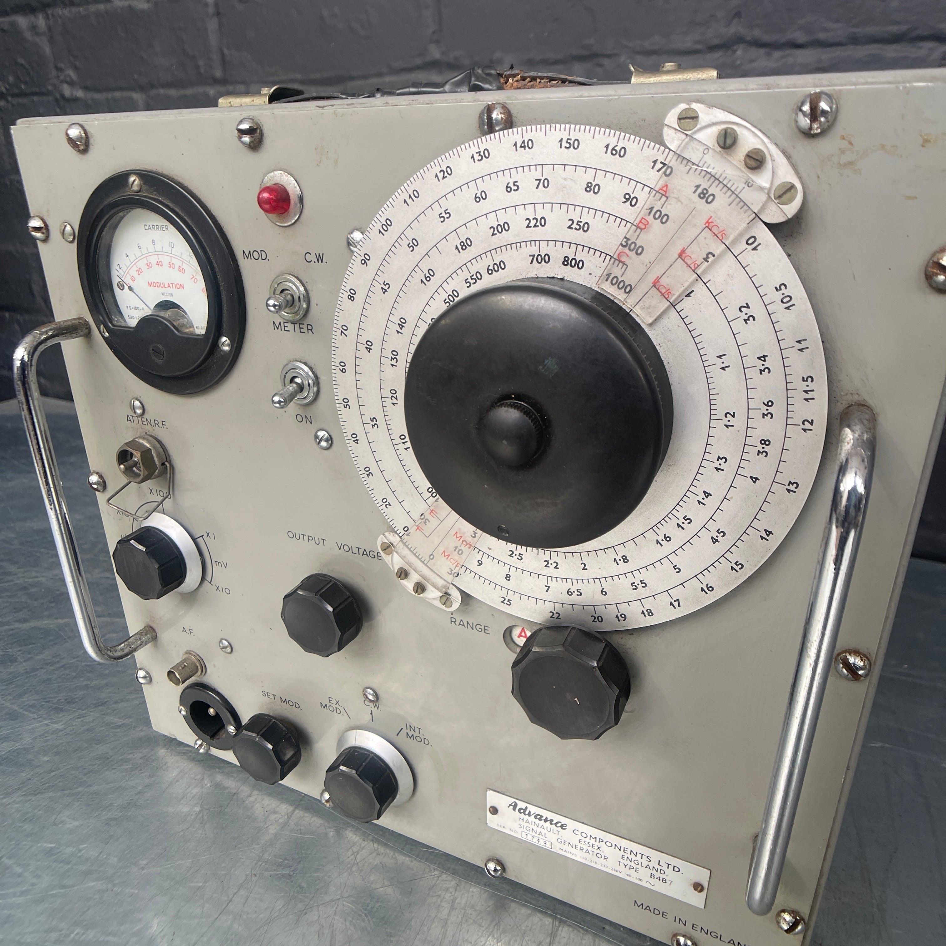 signal generator electrical scientific Industrial powerhouse props prop rental hire vintage movie film set dec Advance 2