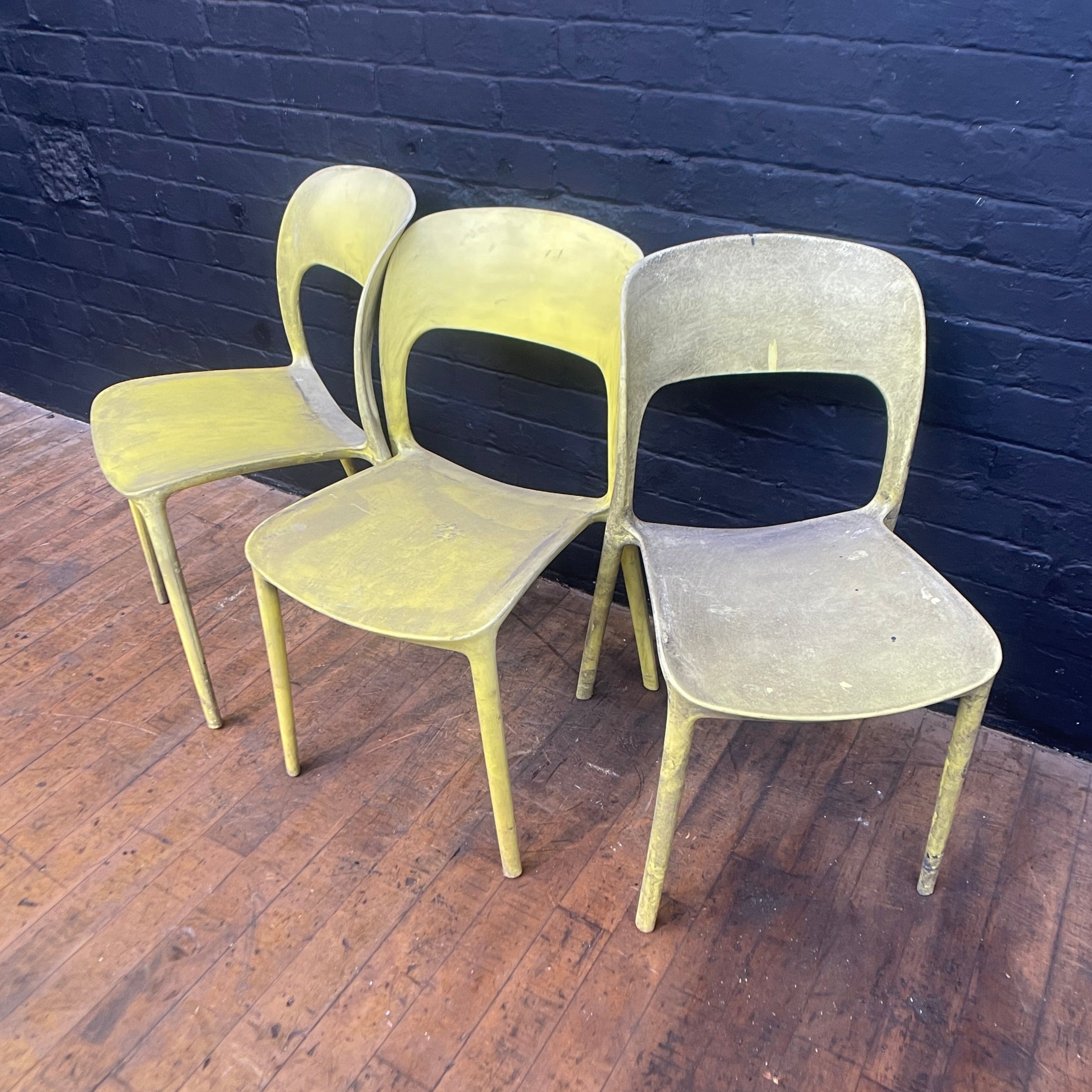 stackable plastic chairs yellow Industrial powerhouse props prop rental hire vintage movie film set dec 1