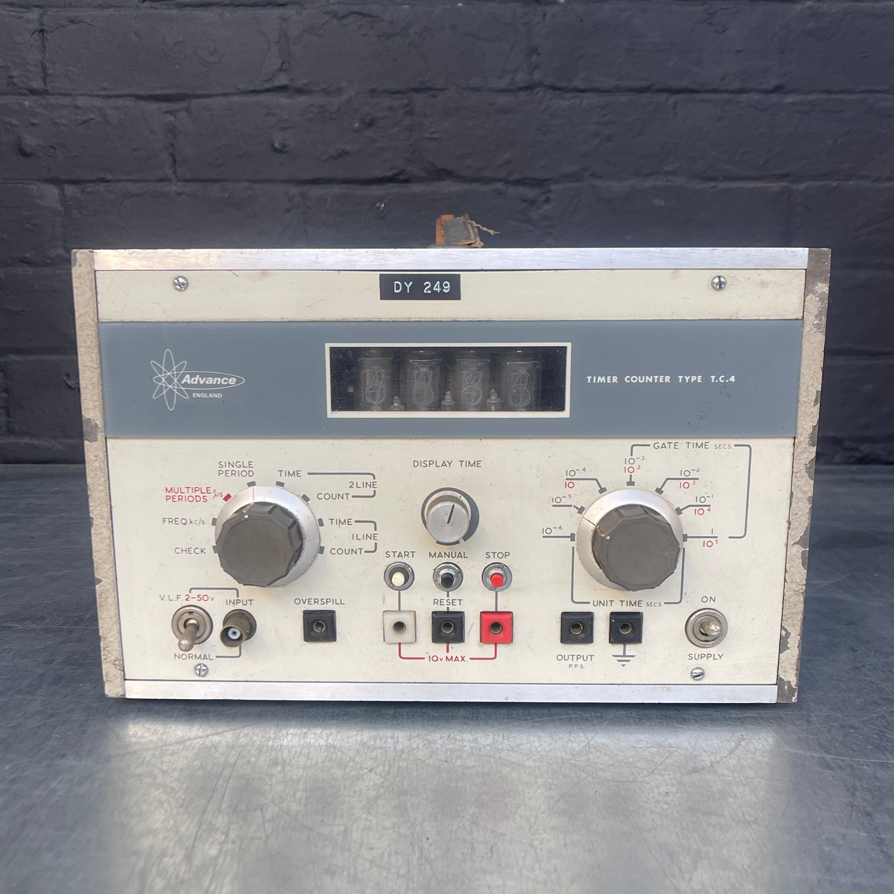 timer counter electrical scientific Industrial powerhouse props prop rental hire vintage movie film set dec