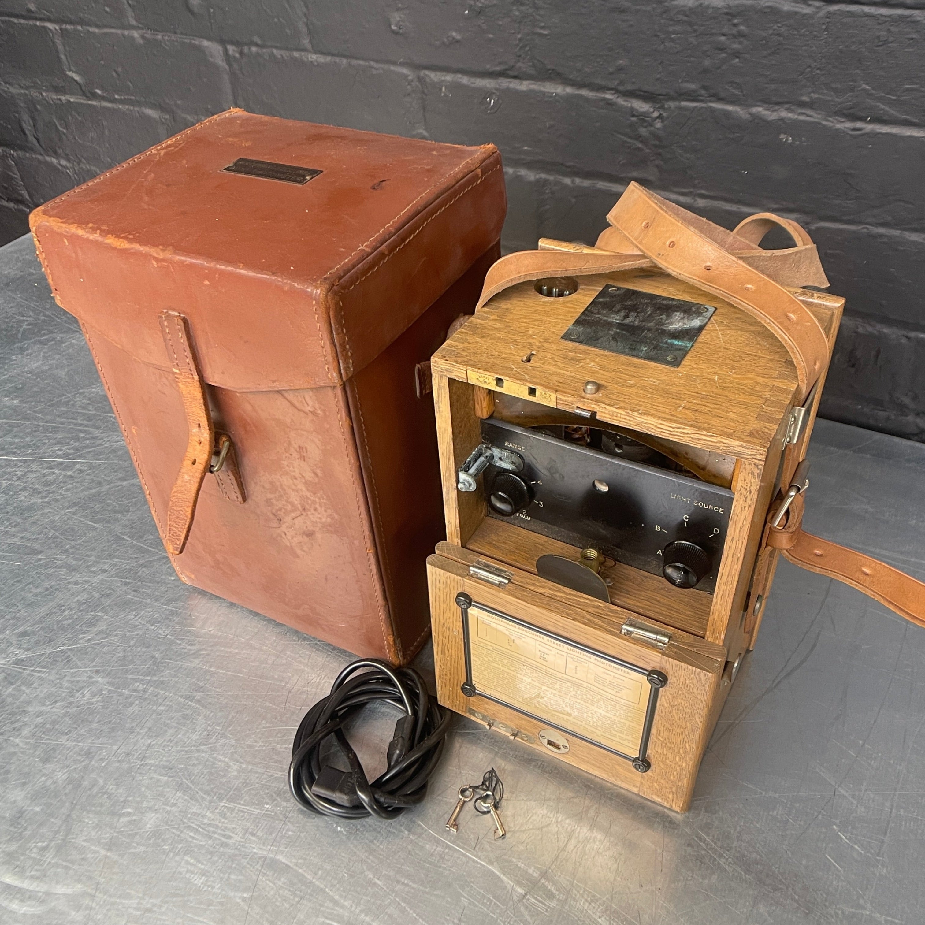 Holophane photo meter electrical scientific street light Industrial powerhouse props prop rental hire vintage movie film set dec 1