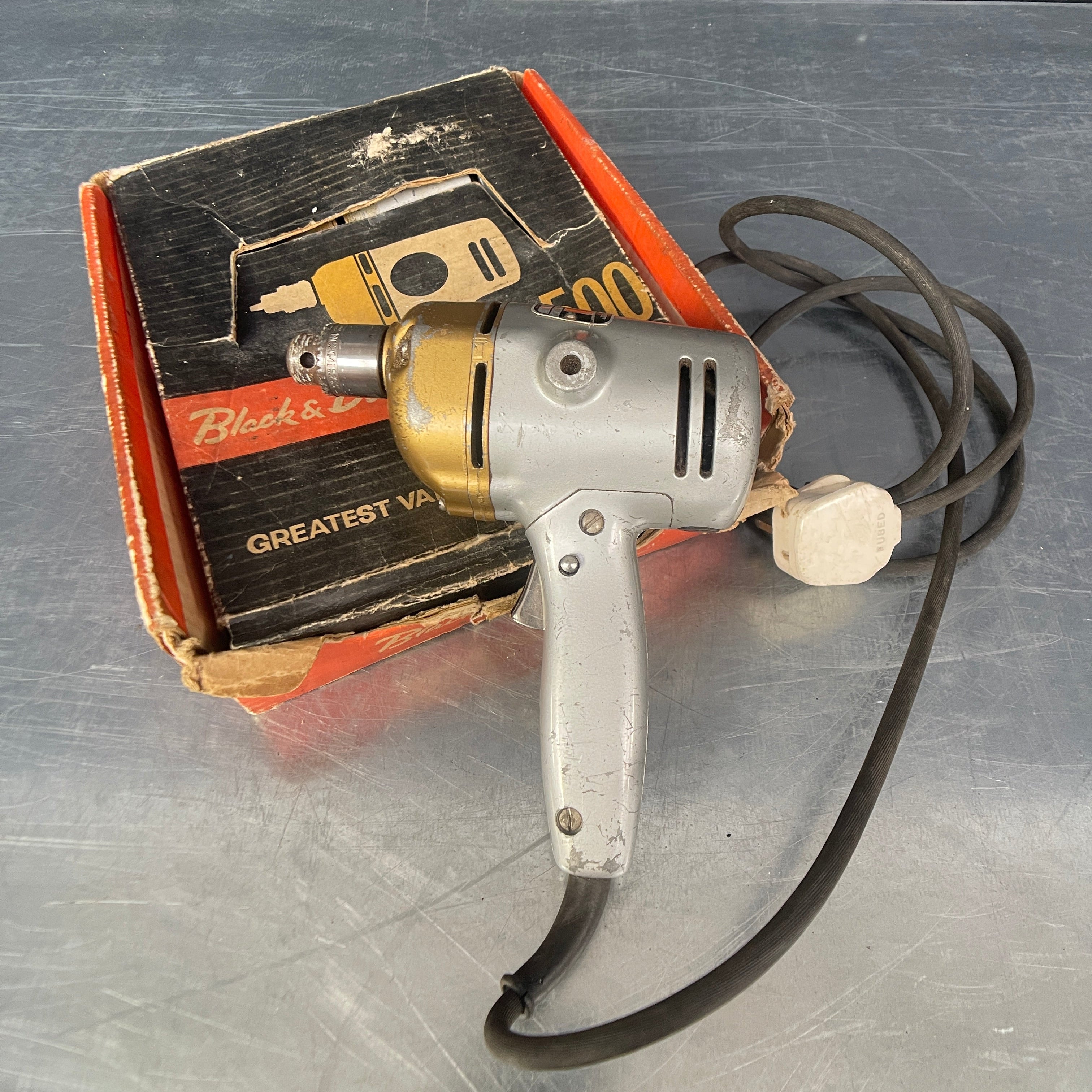 Industrial powerhouse props prop rental hire vintage movie film set dec Black & Decker drill