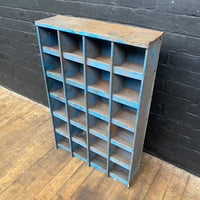 Industrial powerhouse props prop rental hire vintage movie film set dec Industrial steel pigeonholes shelves shelving blue