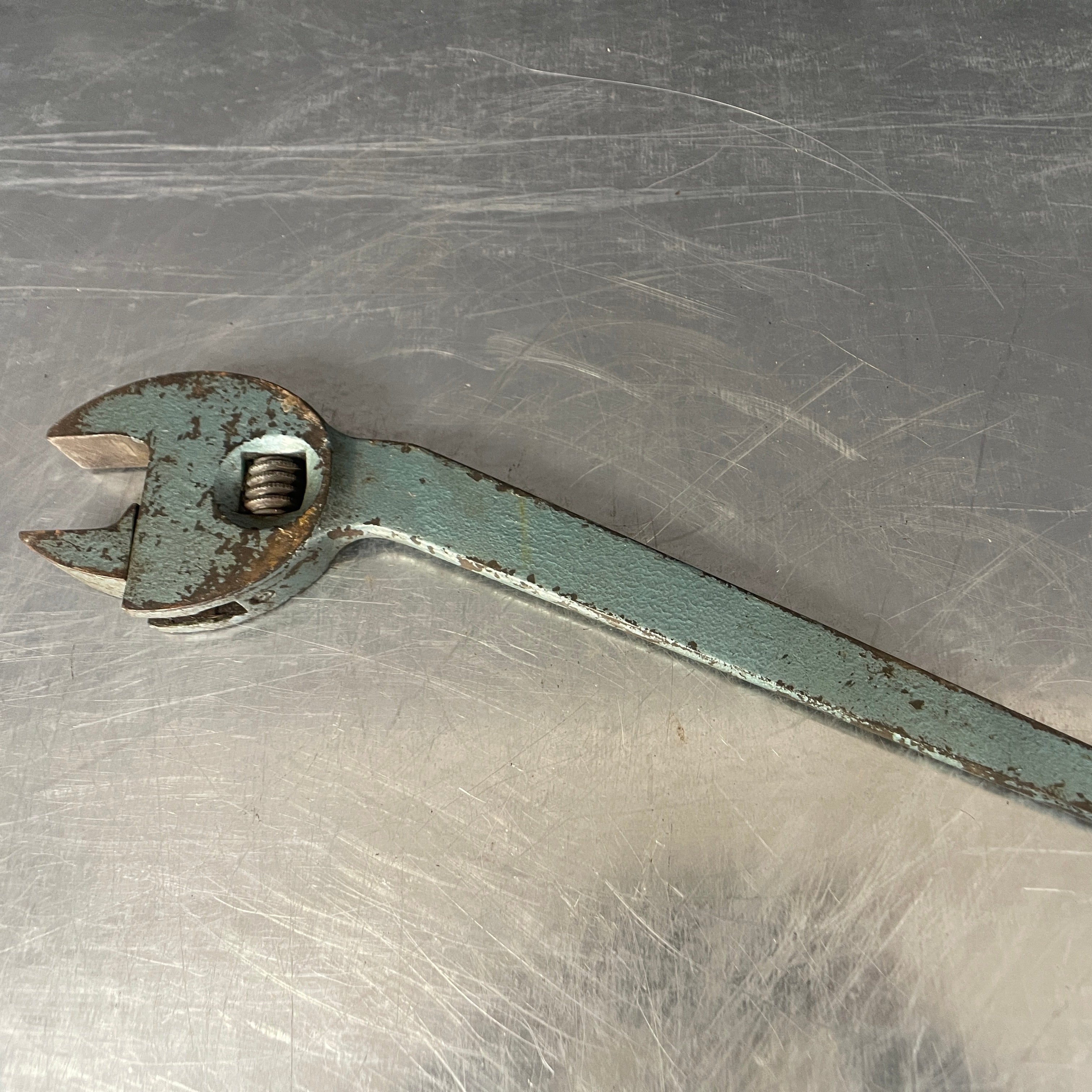 Industrial powerhouse props prop rental hire vintage movie film set dec Spanner large swan neck blue