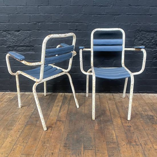 Blue steel chairs Qty 4