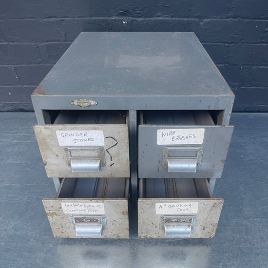 Grey metal drawers Qty 1