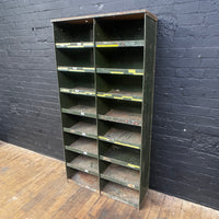 Industrial powerhouse props prop rental hire vintage movie film set dec engineers shelving pigeonholes shelves green