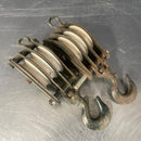 Industrial powerhouse props prop rental hire vintage movie film set dec green pulley three wheel hook