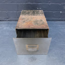 Industrial powerhouse props prop rental hire vintage movie film set dec green single drawer filing index steel