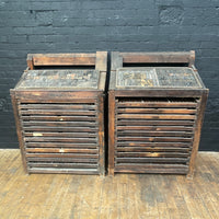 Industrial powerhouse props prop rental hire vintage movie film set dec letterpress printing cabinet drawers printing printers wooden