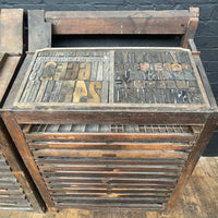 Industrial powerhouse props prop rental hire vintage movie film set dec letterpress printing cabinet drawers printing printers wooden 3