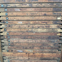 Industrial powerhouse props prop rental hire vintage movie film set dec letterpress printing cabinet drawers wood
