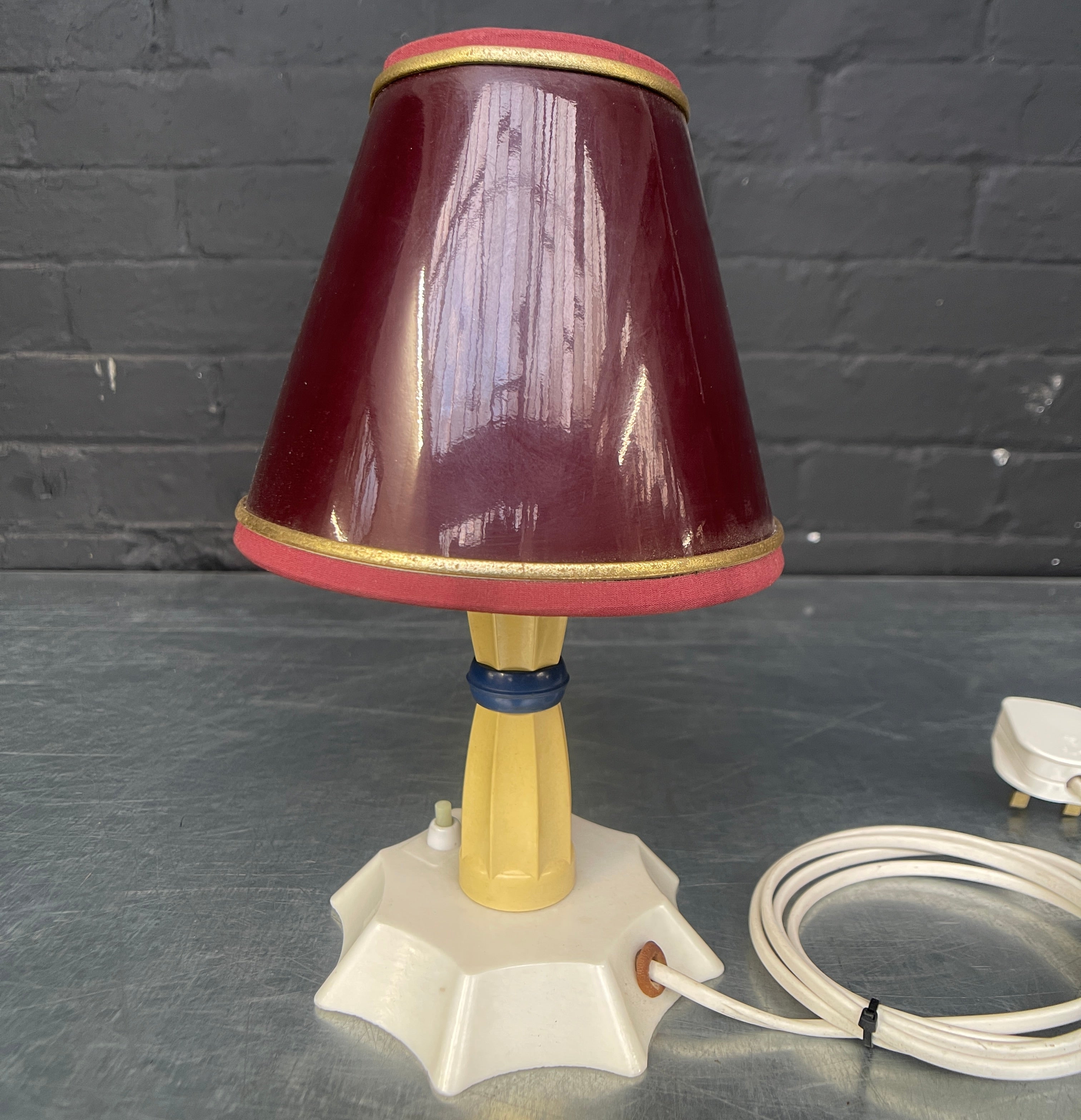 Industrial powerhouse props prop rental hire vintage movie film set dec light lighting table lamp shade red