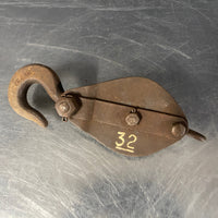 Industrial powerhouse props prop rental hire vintage movie film set dec rusty pulley hook rusty hook pulley iron