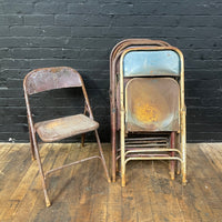 Industrial powerhouse props prop rental hire vintage movie film set dec rusty steel folding chair chairs 1