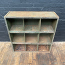 Industrial powerhouse props prop rental hire vintage movie film set dec shelving shelves pigeonholes storage green