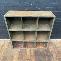 Industrial powerhouse props prop rental hire vintage movie film set dec shelving shelves pigeonholes storage green