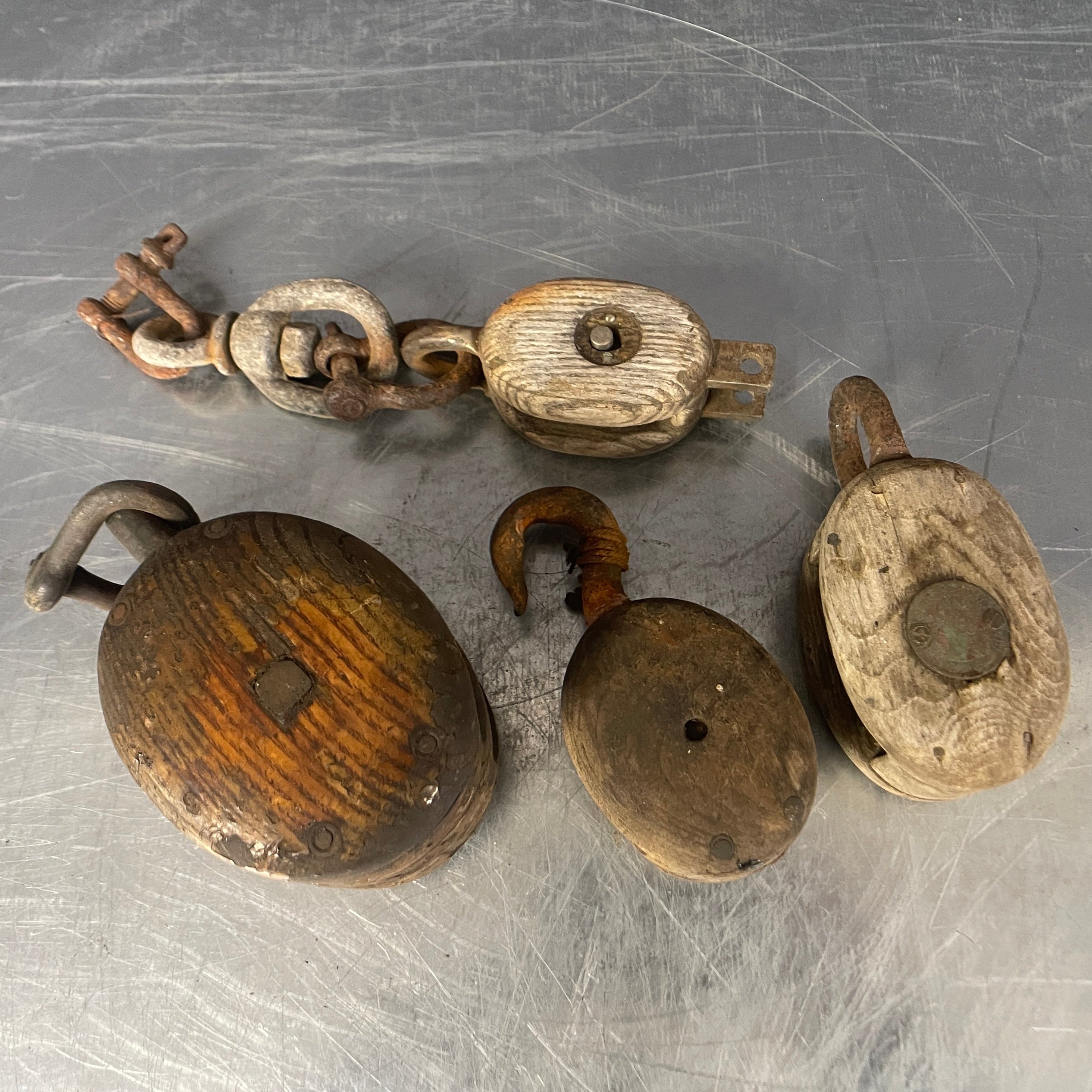 Industrial powerhouse props prop rental hire vintage movie film set dec wooden pulley