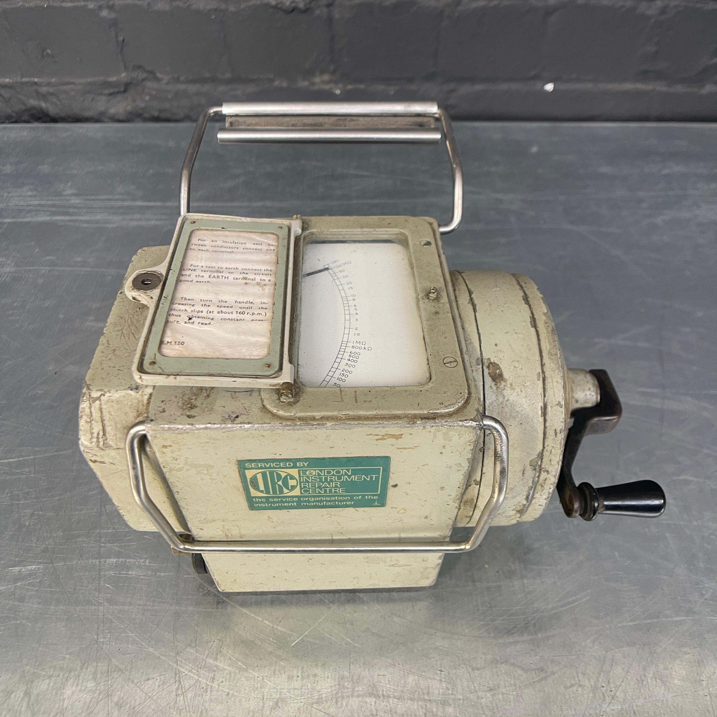 Industrial powerhouse props prop rental hire vintage tv movie film set dec Megger tester green