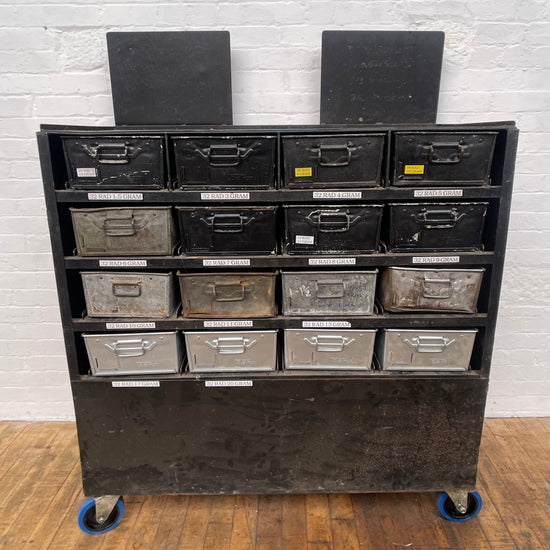 Black tin shelving unit Qty 2