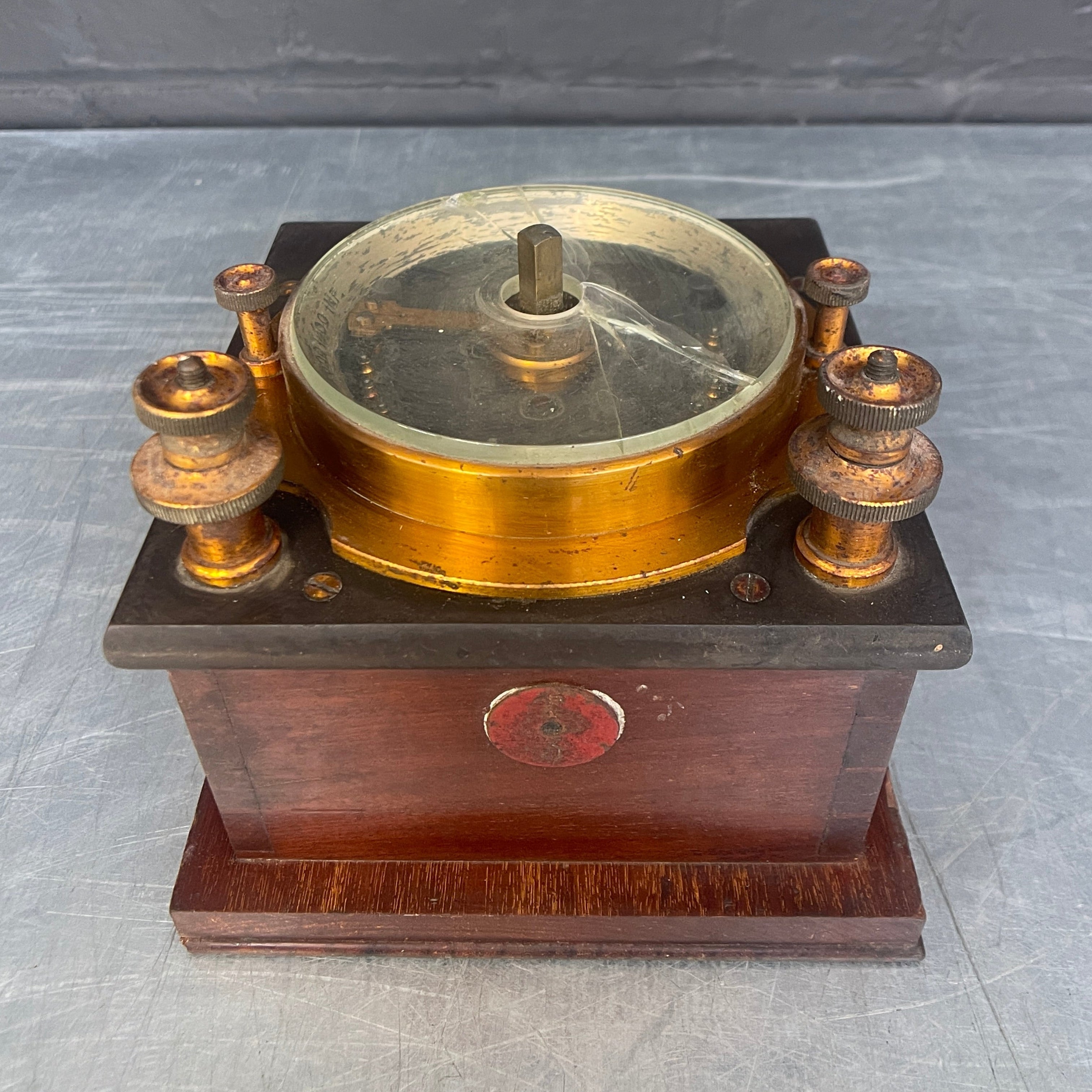 antique galvanometer electrical scientific brass Industrial powerhouse props prop rental hire vintage movie film set dec