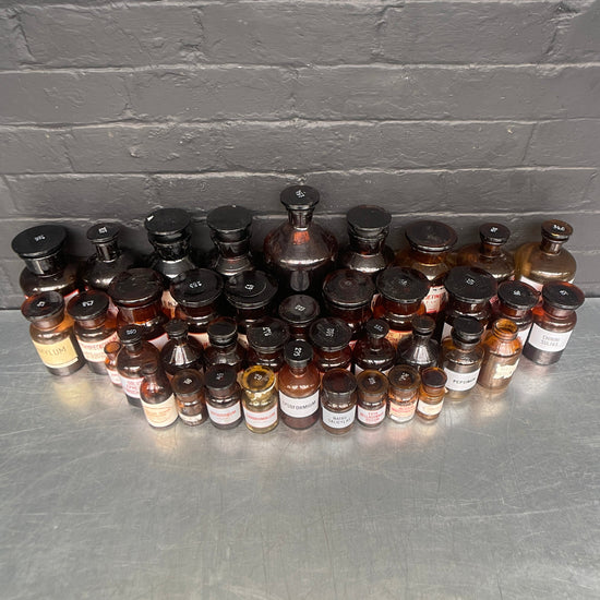 Brown apothecary bottles Qty 39