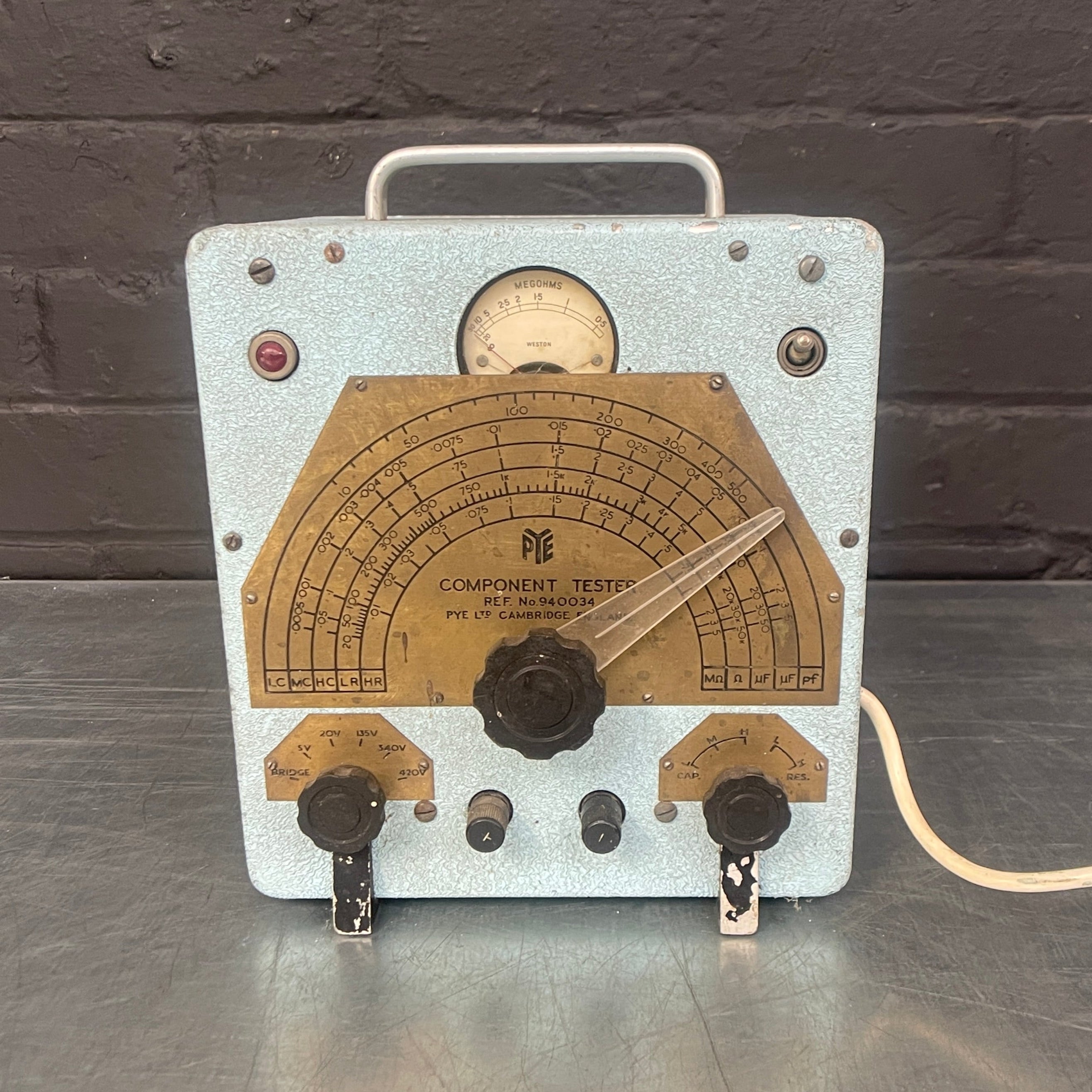 electrical component tester test set Industrial powerhouse props prop rental hire vintage movie film set dec