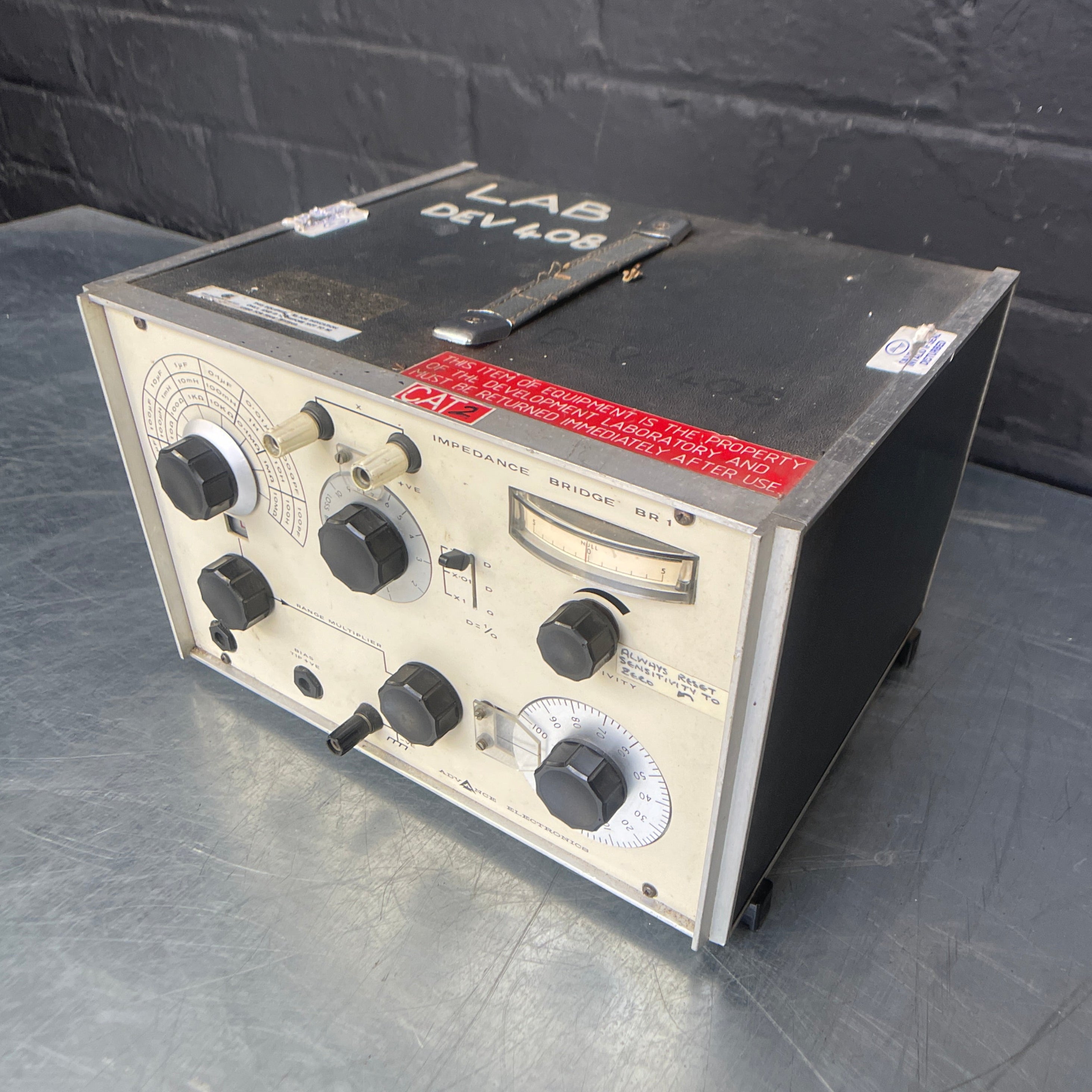 electrical impedance bridge scientific tester Industrial powerhouse props prop rental hire vintage movie film set dec 1