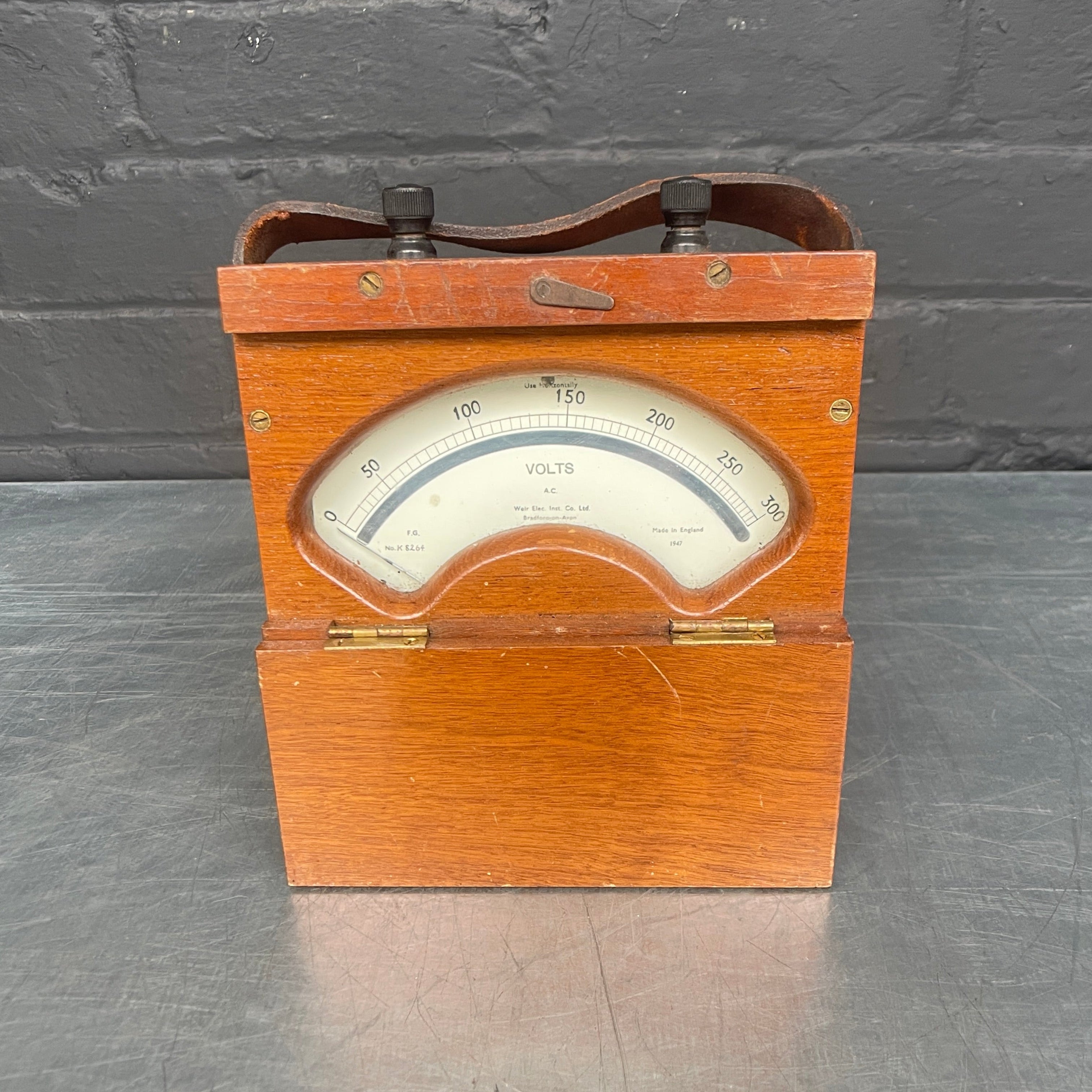 electrical volt meter equipment scientific Industrial powerhouse props prop rental hire vintage movie film set dec wood wooden