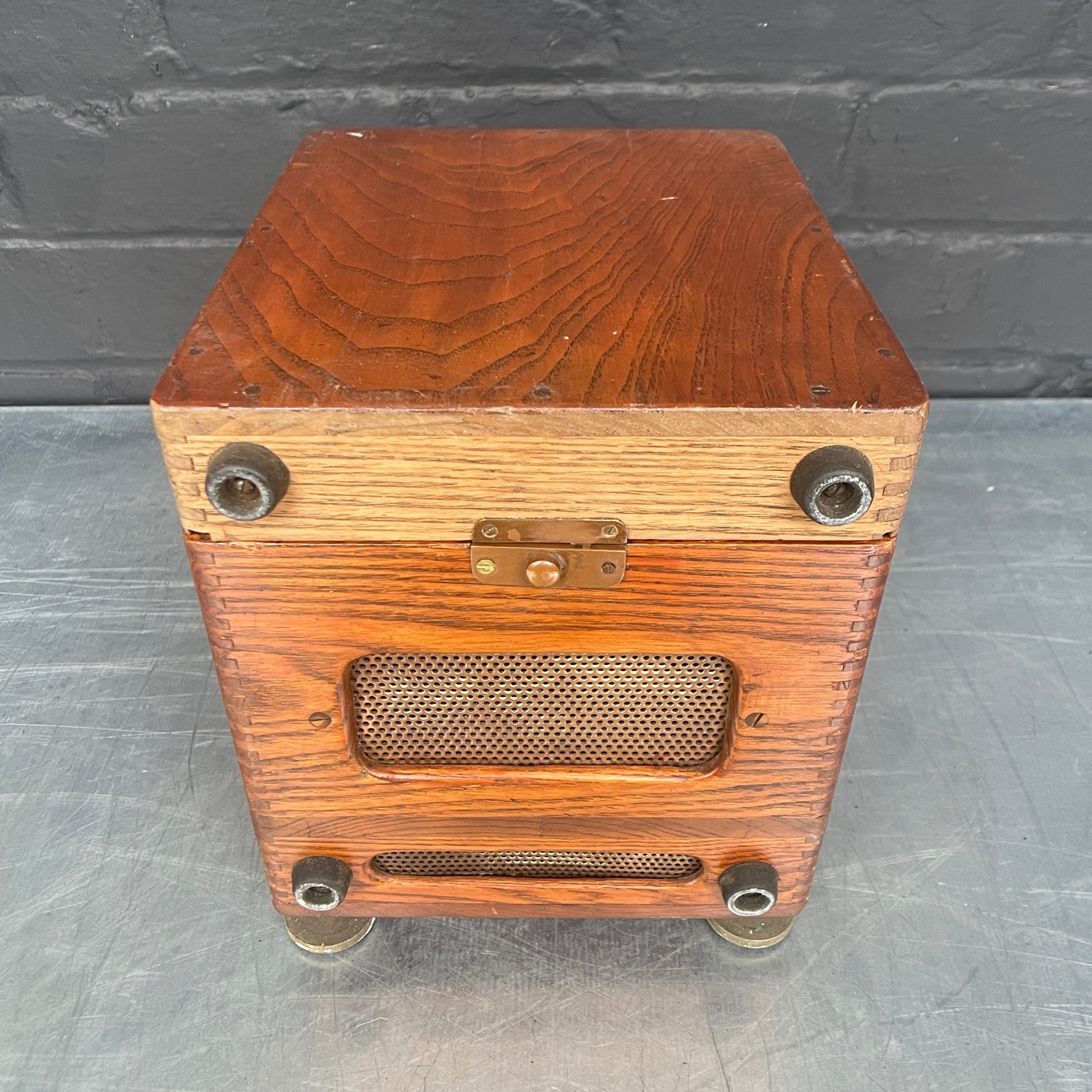 electrical volt meter scientific wooden box Industrial powerhouse props prop rental hire vintage movie film set dec 2
