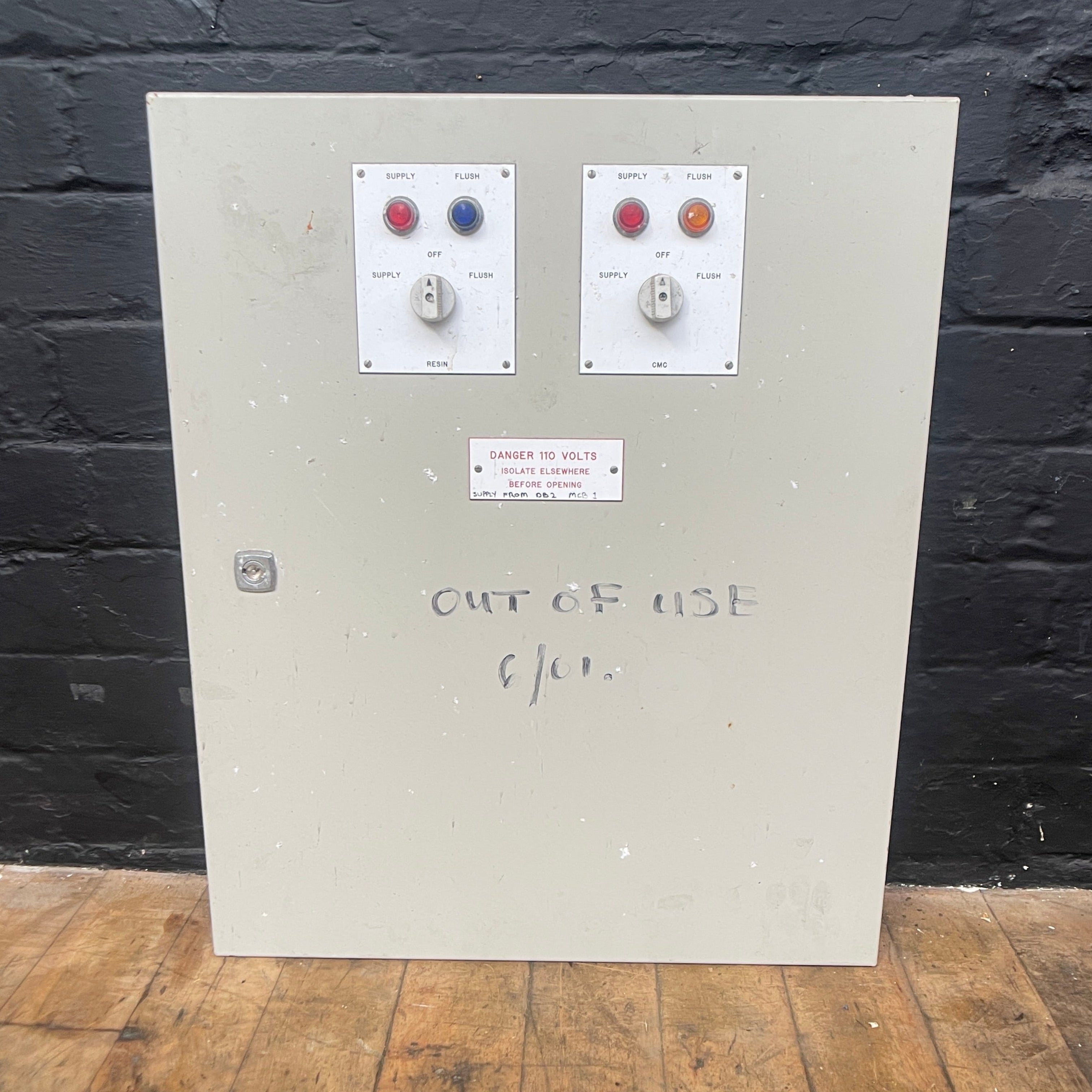 industrial powerhouse props prop rental hire vintage movie film set dec switchgear panel electrical buttons control 15