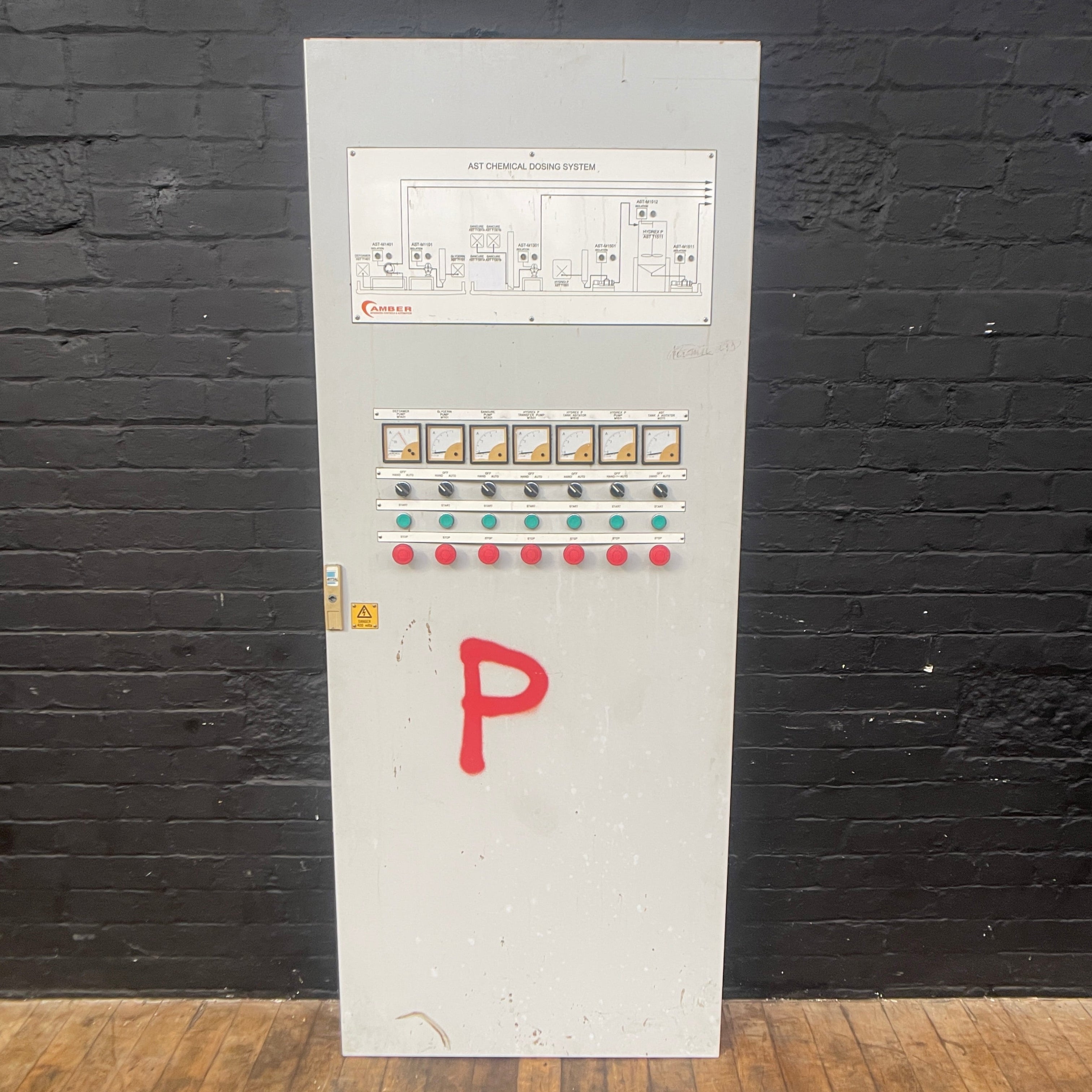 industrial powerhouse props prop rental hire vintage movie film set dec switchgear panel electrical buttons control 47