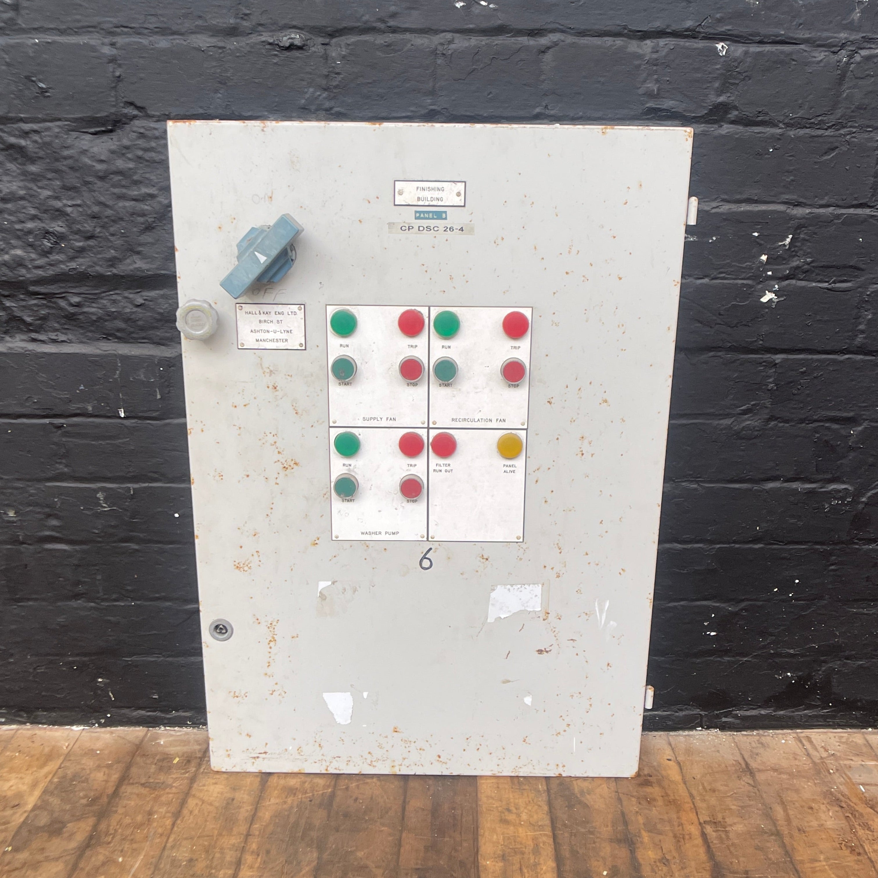 industrial powerhouse props prop rental hire vintage movie film set dec switchgear panel electrical buttons control
 9