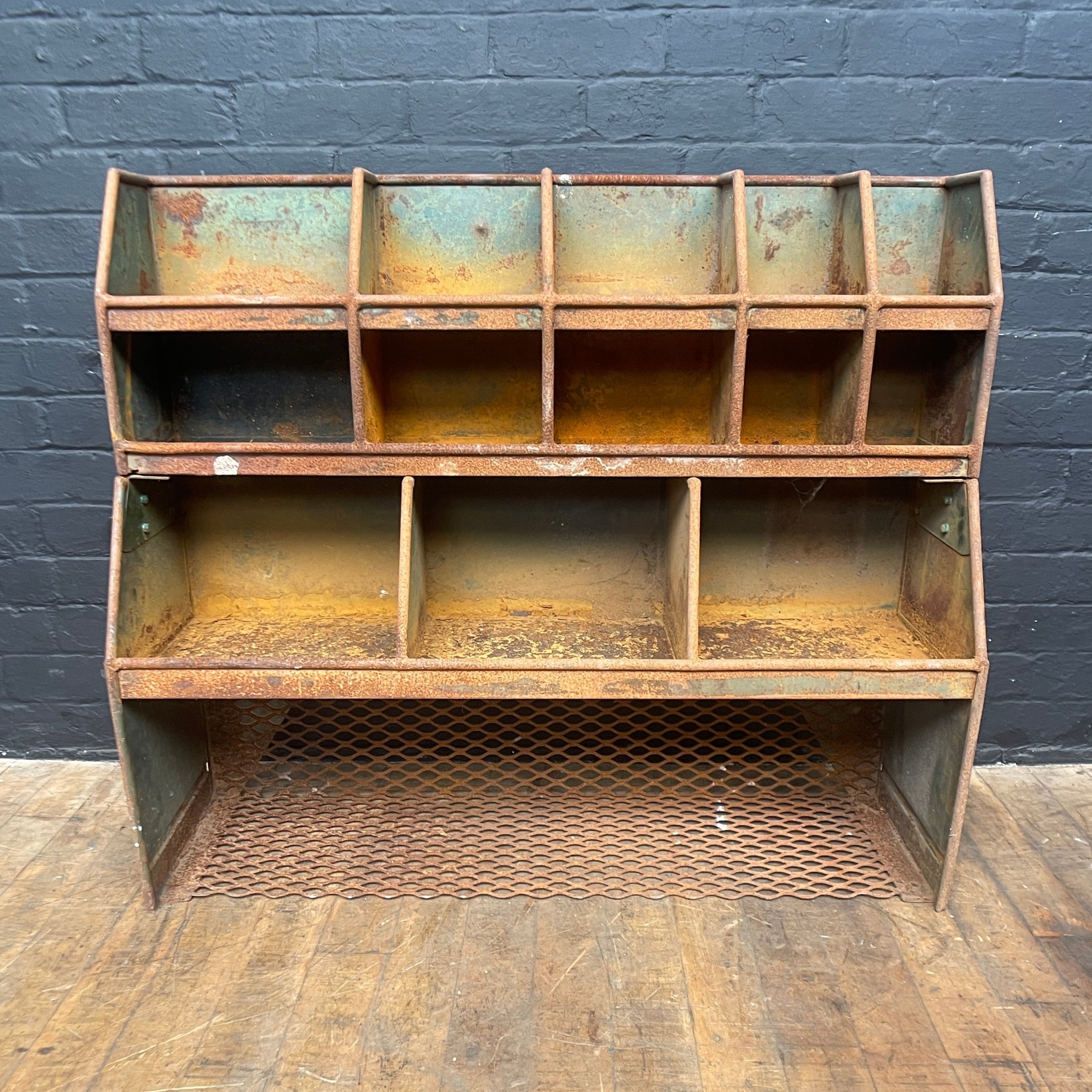 industrial shelving unit storage garage steel Industrial powerhouse props prop rental hire vintage movie film set dec